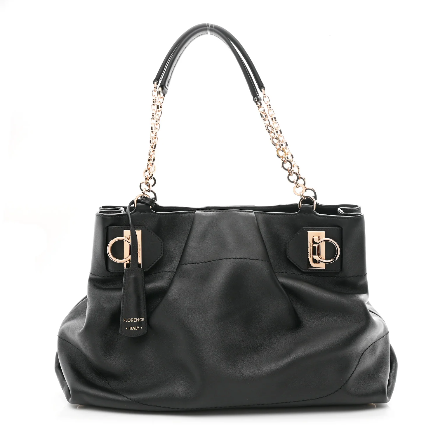 Calfskin Gancini Tote Bag Black
