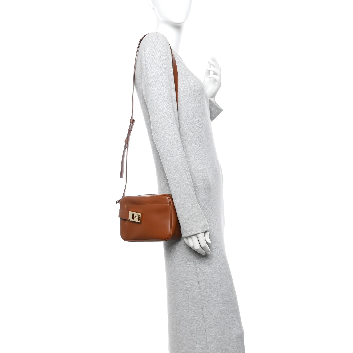 Calfskin Gancio Small Archive Camera Case Natural Brown - Image 2