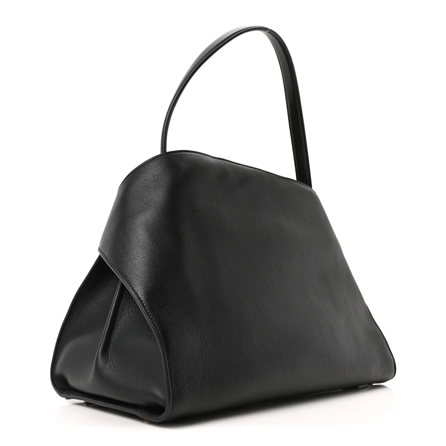 Calfskin Large Hug Soft Bicolor Shoulder Bag Black Flame Red - Image 3