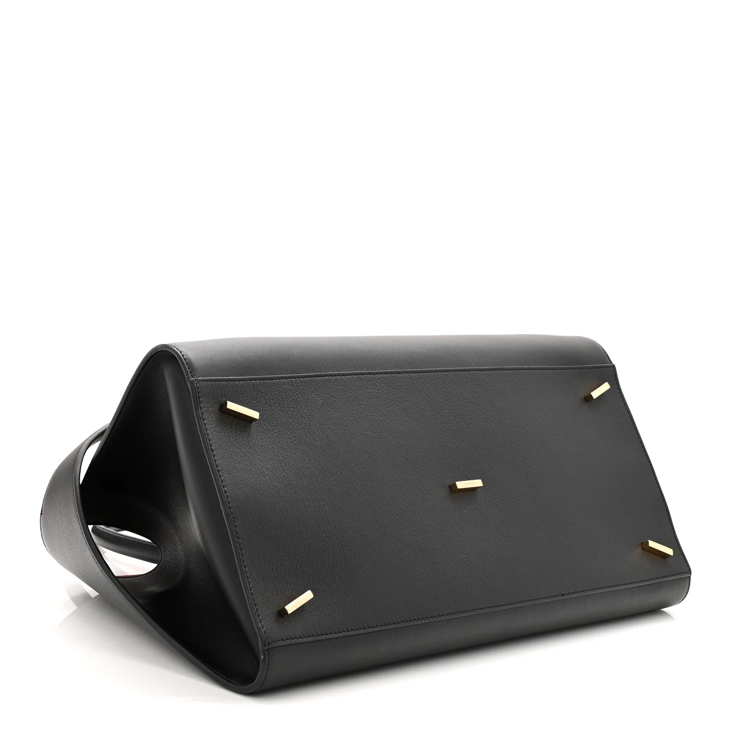 Calfskin Large Hug Soft Bicolor Shoulder Bag Black Flame Red - Image 4