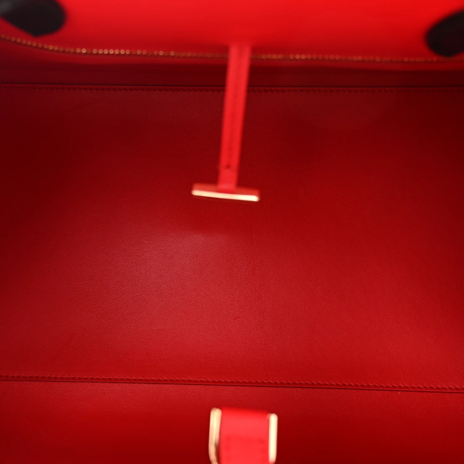 Calfskin Large Hug Soft Bicolor Shoulder Bag Black Flame Red - Image 5
