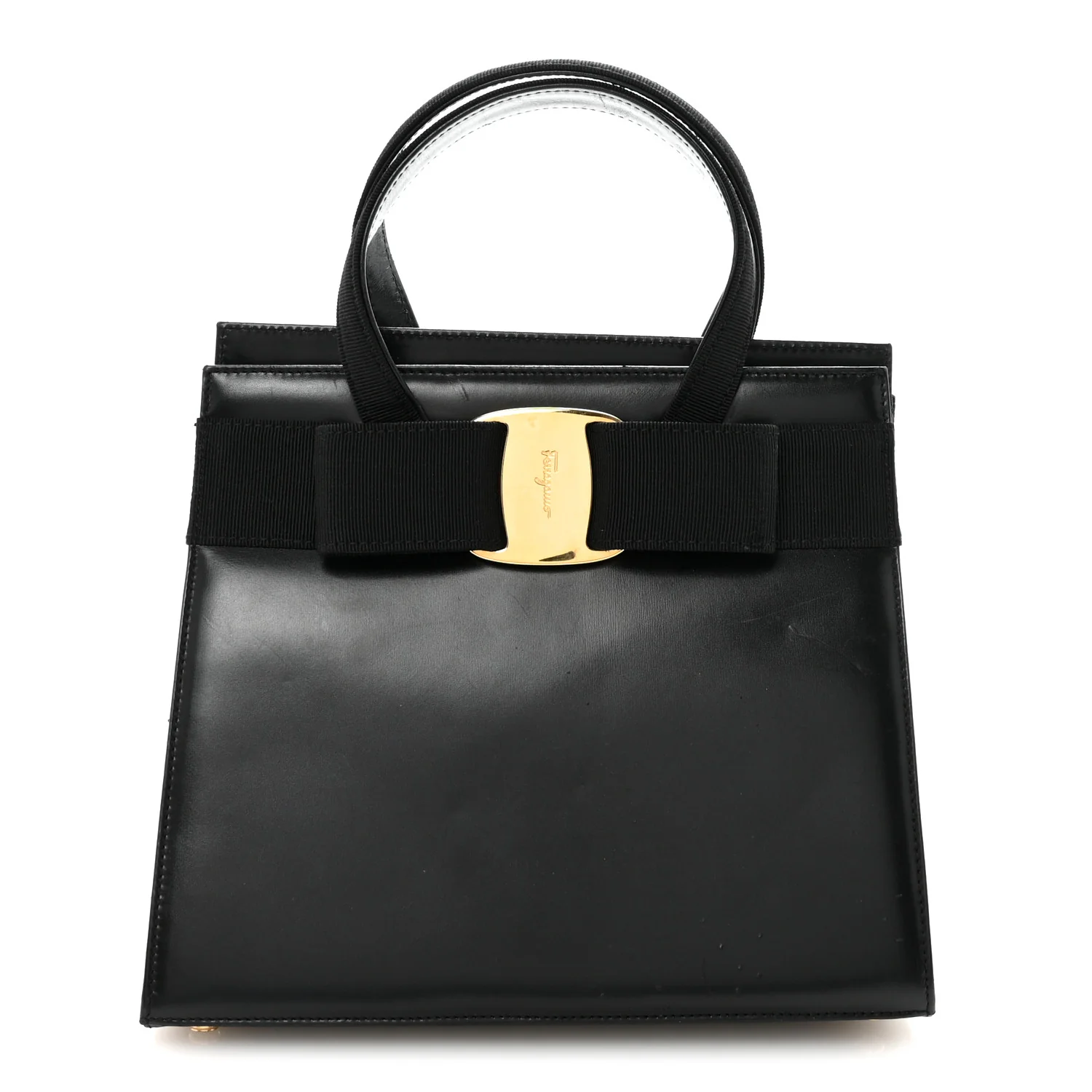 Calfskin Medium Vara Bow Top Handle Tote Black