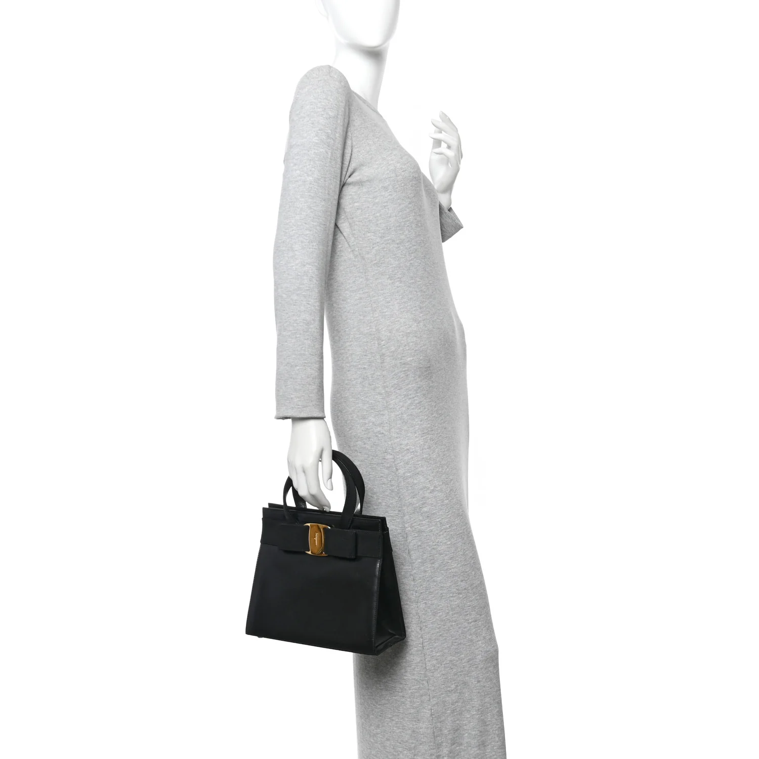 Calfskin Medium Vara Bow Top Handle Tote Black - Image 2
