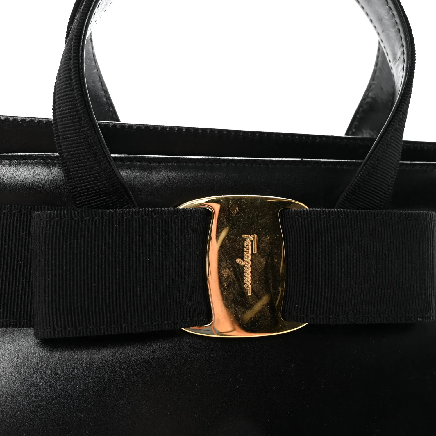 Calfskin Medium Vara Bow Top Handle Tote Black - Image 7