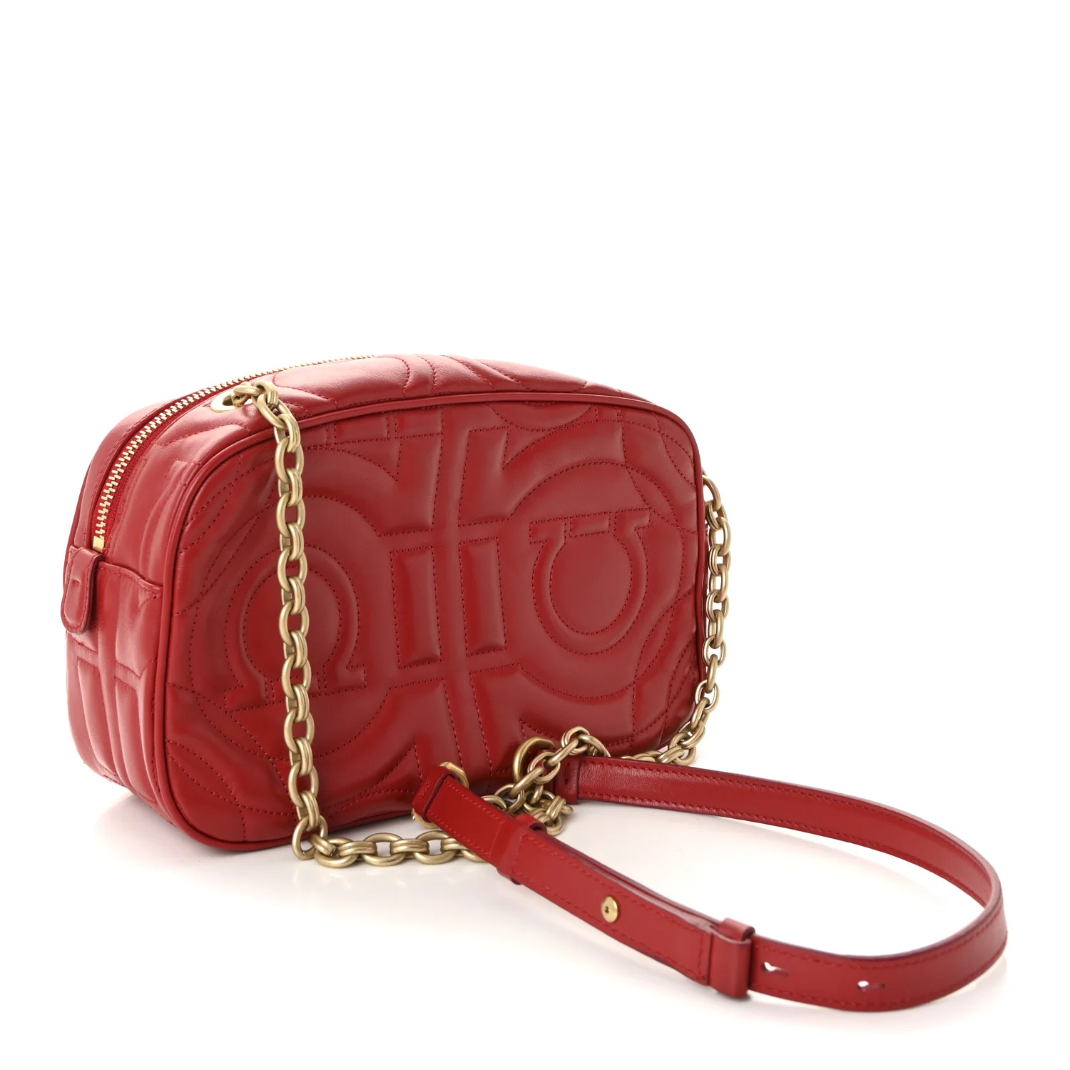 Calfskin Quilted Gancini Camera Bag Red - Image 3