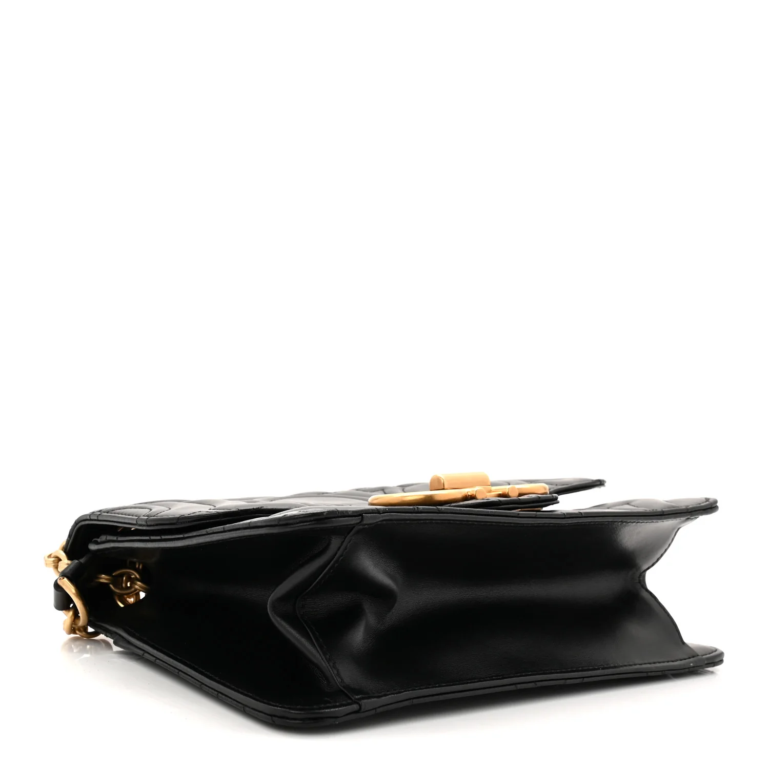 Calfskin Quilted Gancini Flap Bag Black - Image 4