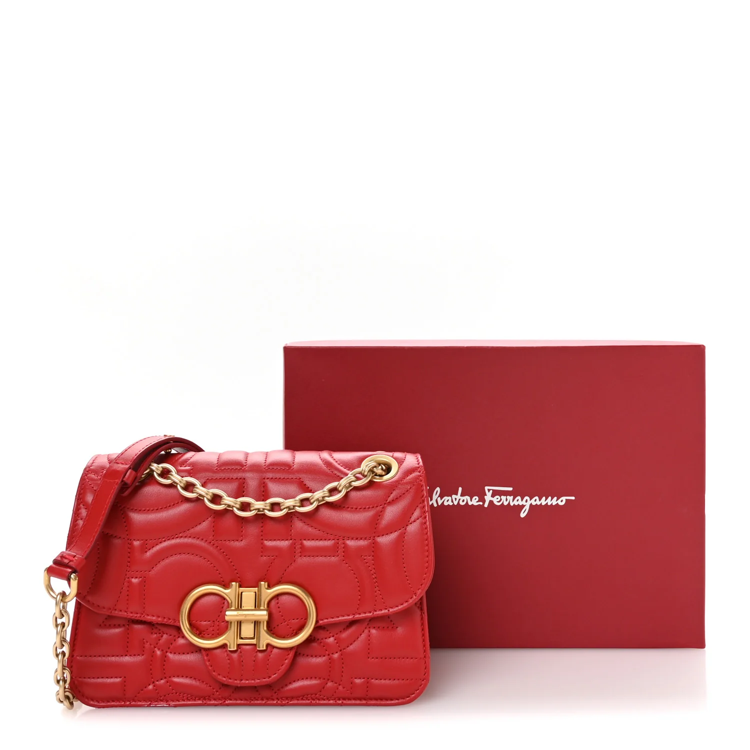 Calfskin Quilted Gancini Flap Bag Lipstick - Image 10