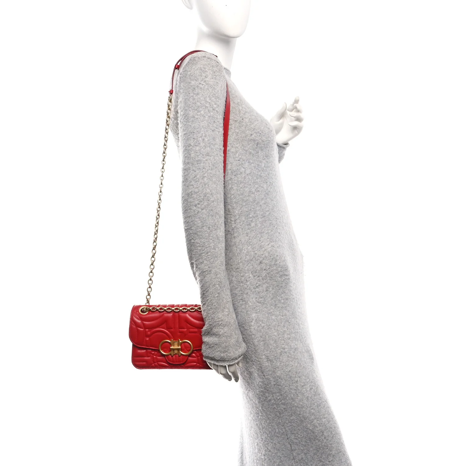 Calfskin Quilted Gancini Flap Bag Lipstick - Image 2