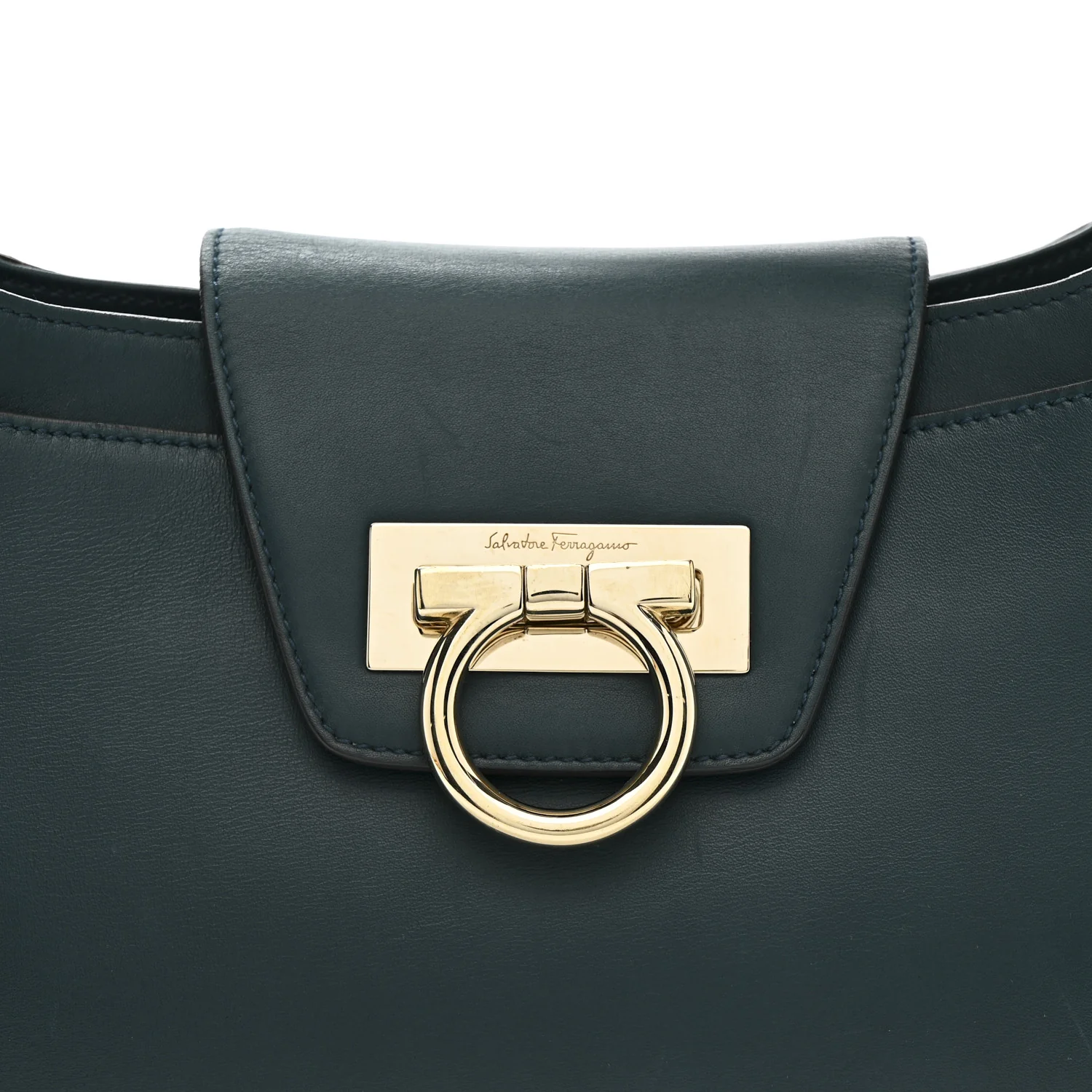Calfskin Small Fanisa Gancini Hobo Green - Image 7