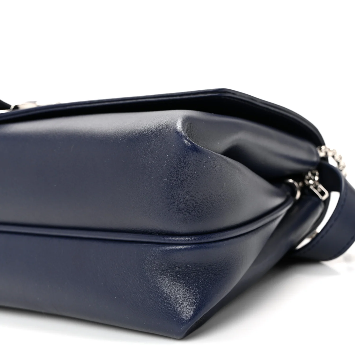 Calfskin Small Front Flap Crossbody Bag Navy Blue - Image 10