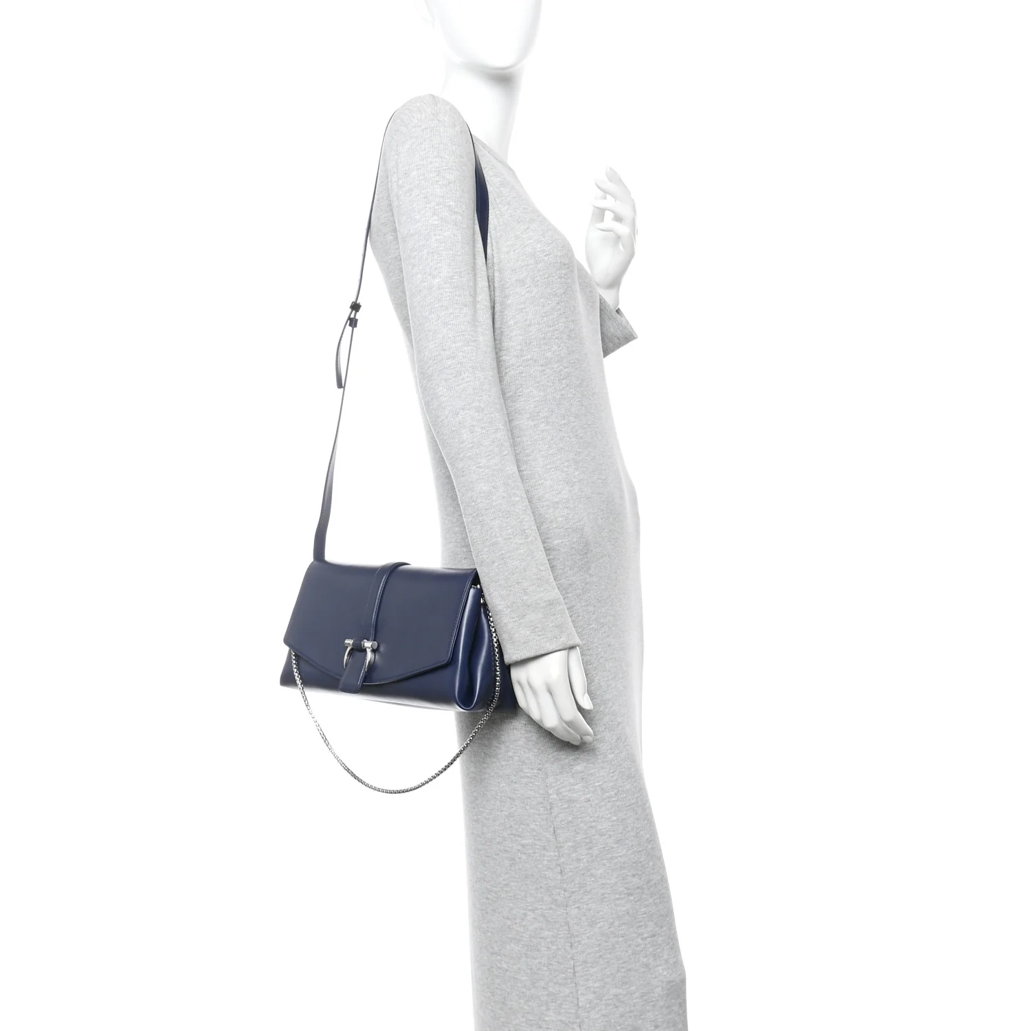 Calfskin Small Front Flap Crossbody Bag Navy Blue - Image 2