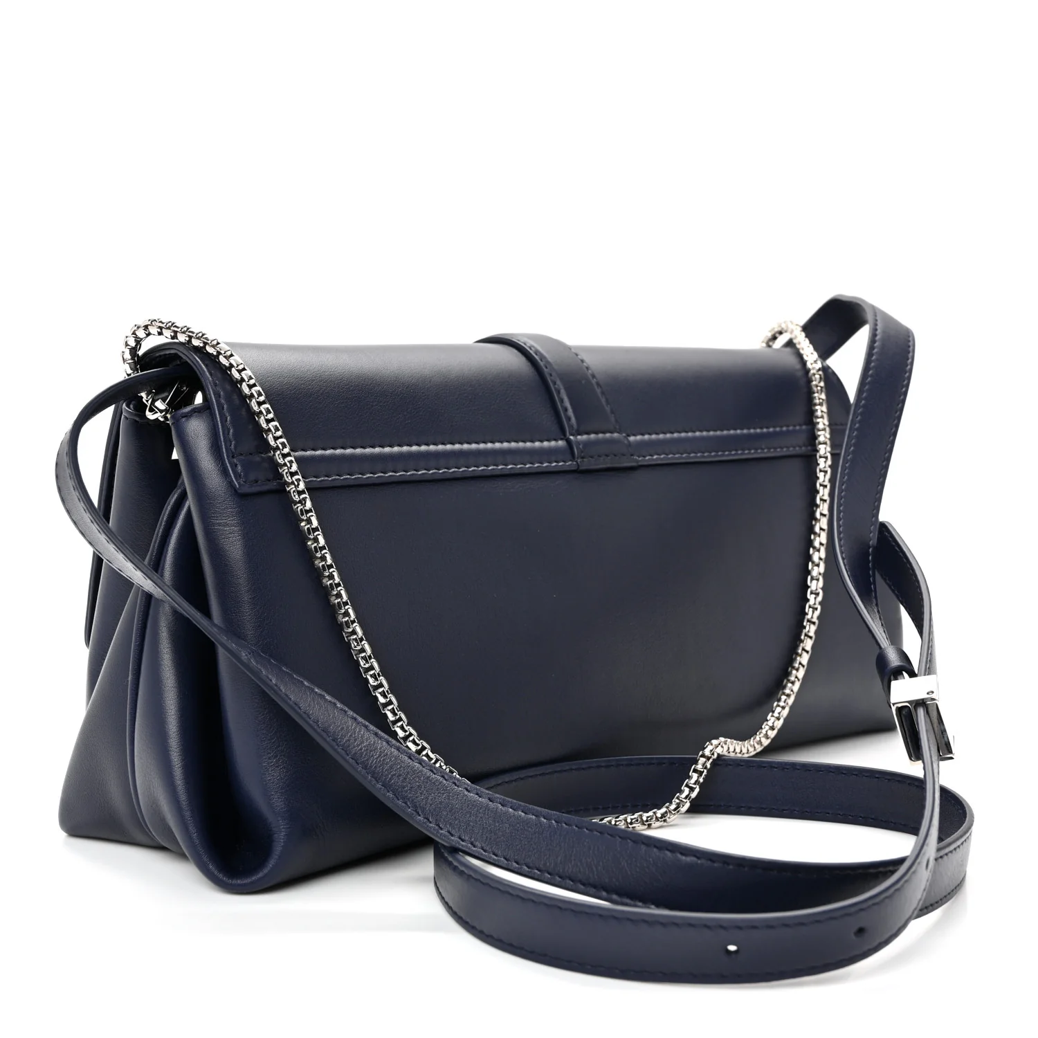 Calfskin Small Front Flap Crossbody Bag Navy Blue - Image 3
