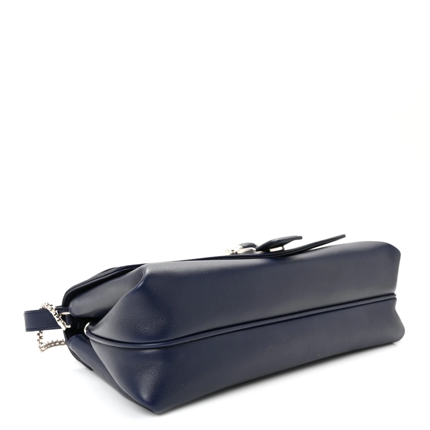 Calfskin Small Front Flap Crossbody Bag Navy Blue - Image 4