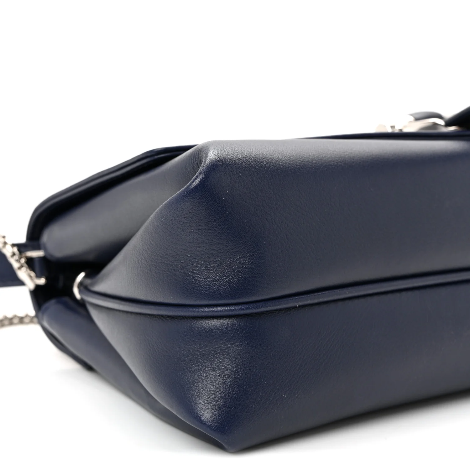 Calfskin Small Front Flap Crossbody Bag Navy Blue - Image 9