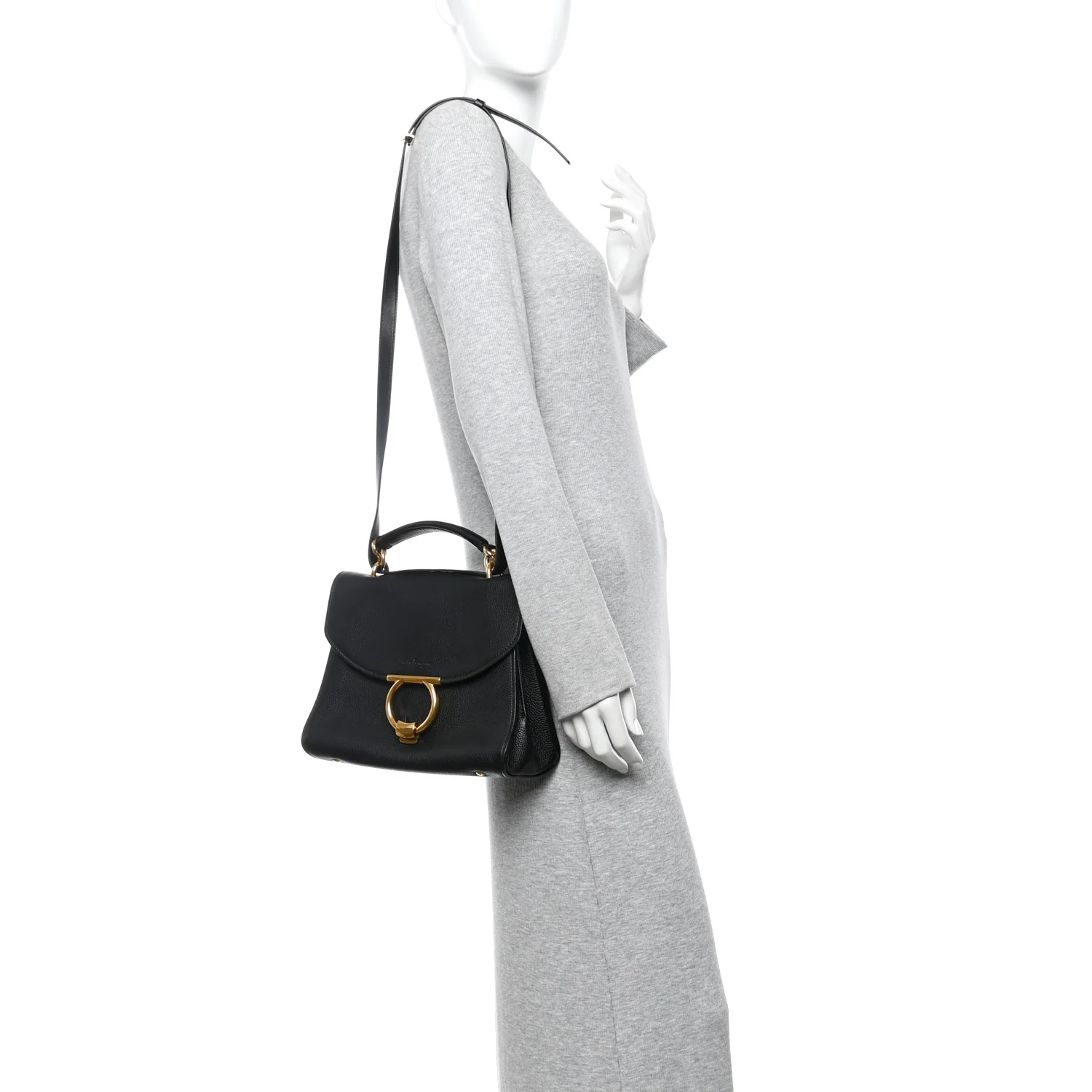 Calfskin Small Margot Top Handle Satchel Black - Image 2