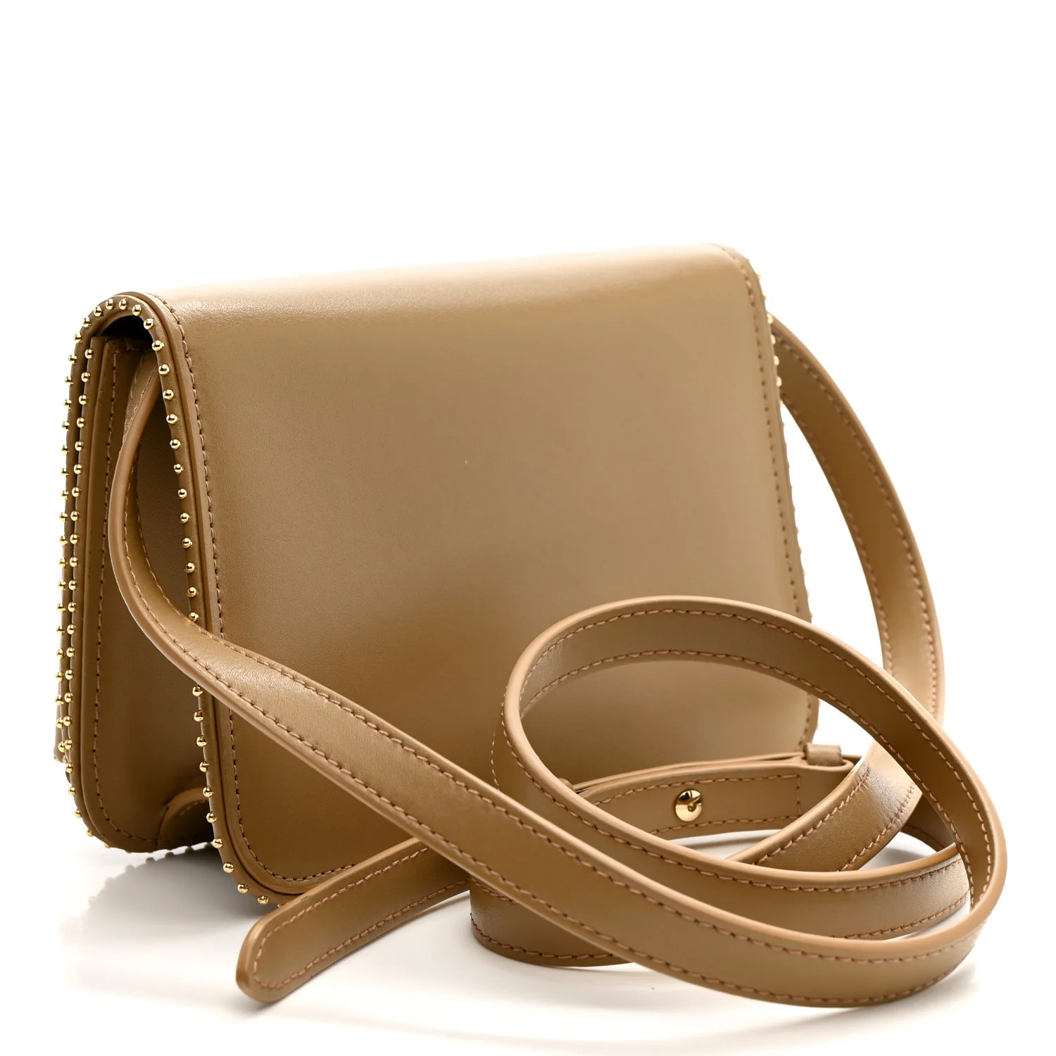 Calfskin Studded Mini Vara Bow Crossbody Bag Camel - Image 3
