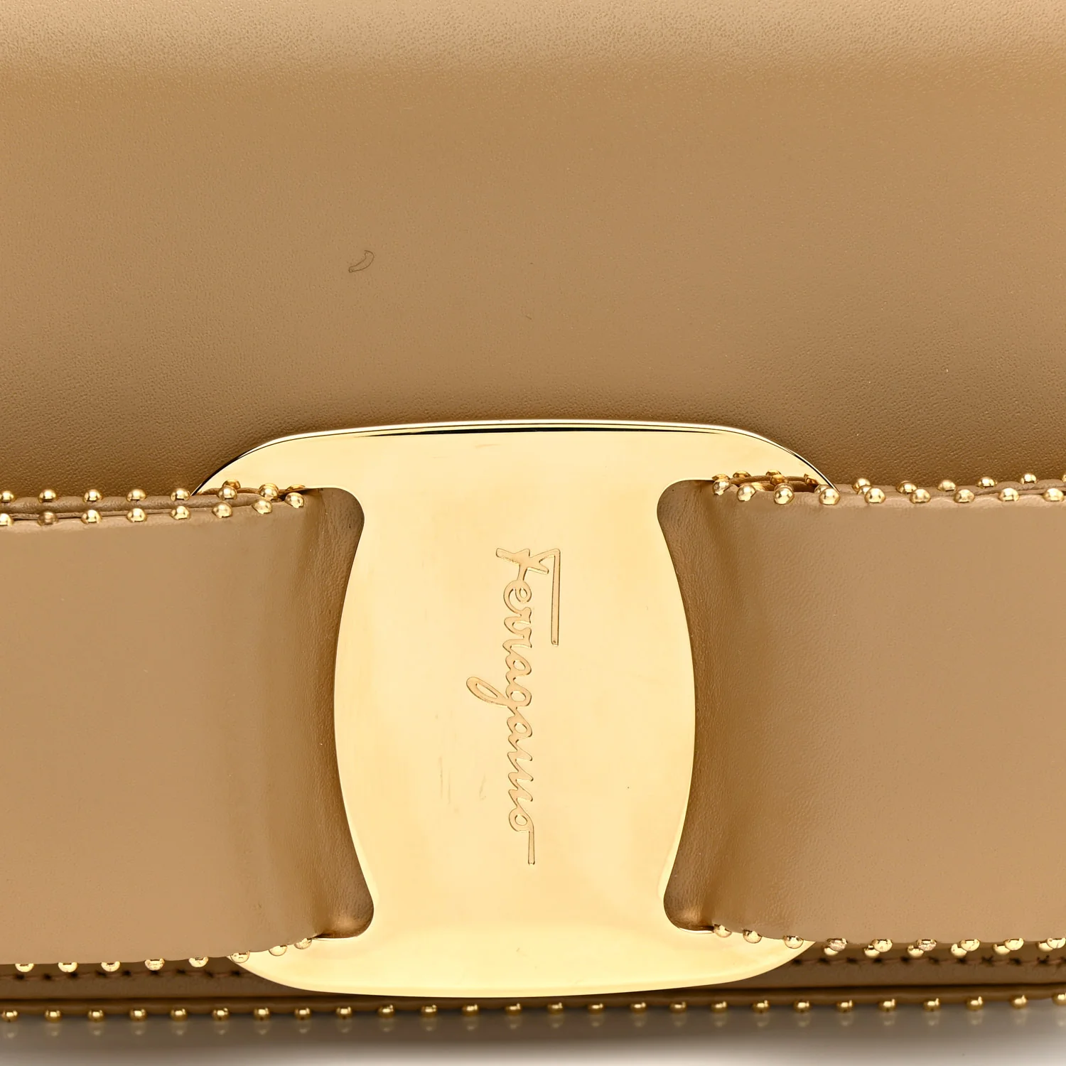 Calfskin Studded Mini Vara Bow Crossbody Bag Camel - Image 8