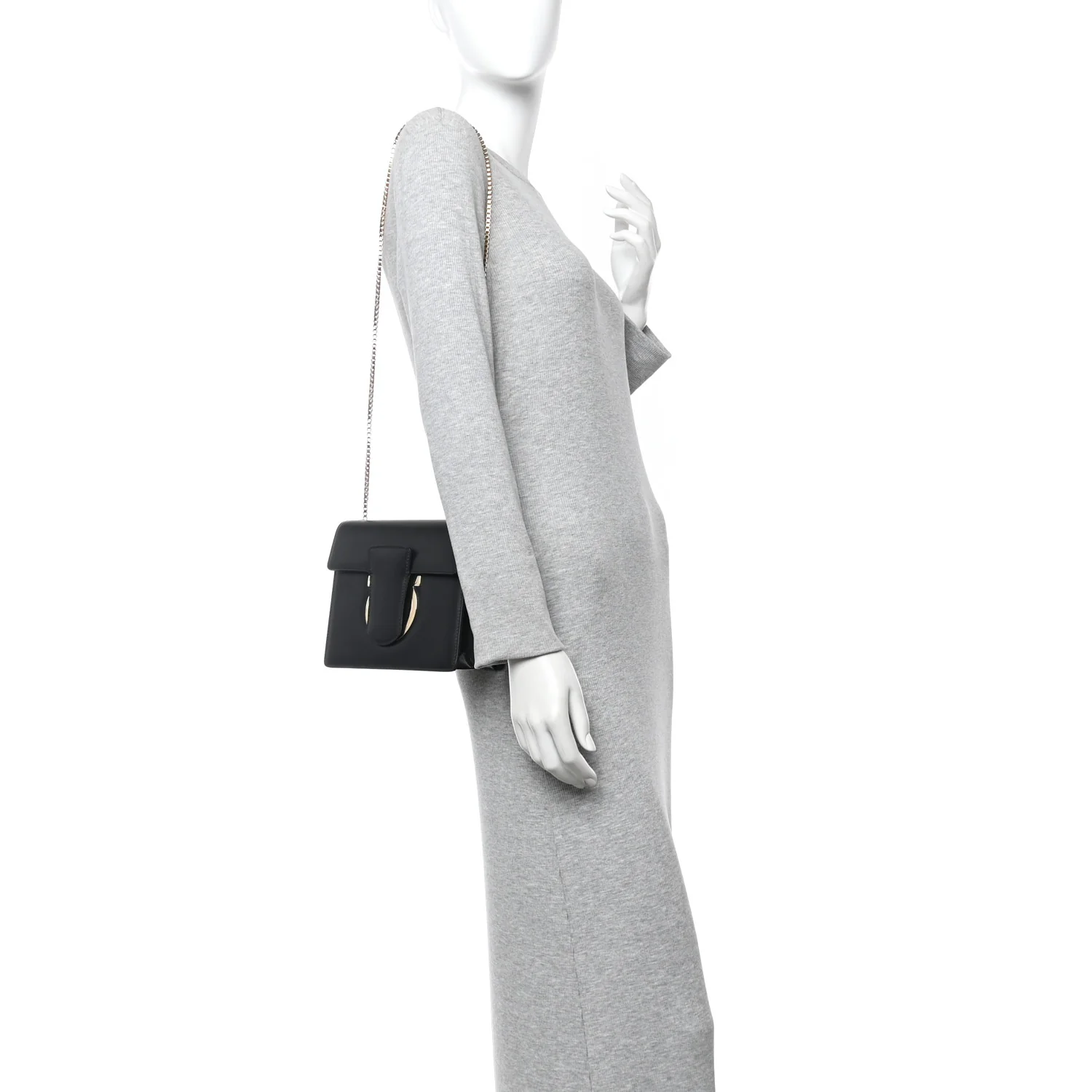 Calfskin Thalia Flap Shoulder Bag Black - Image 2