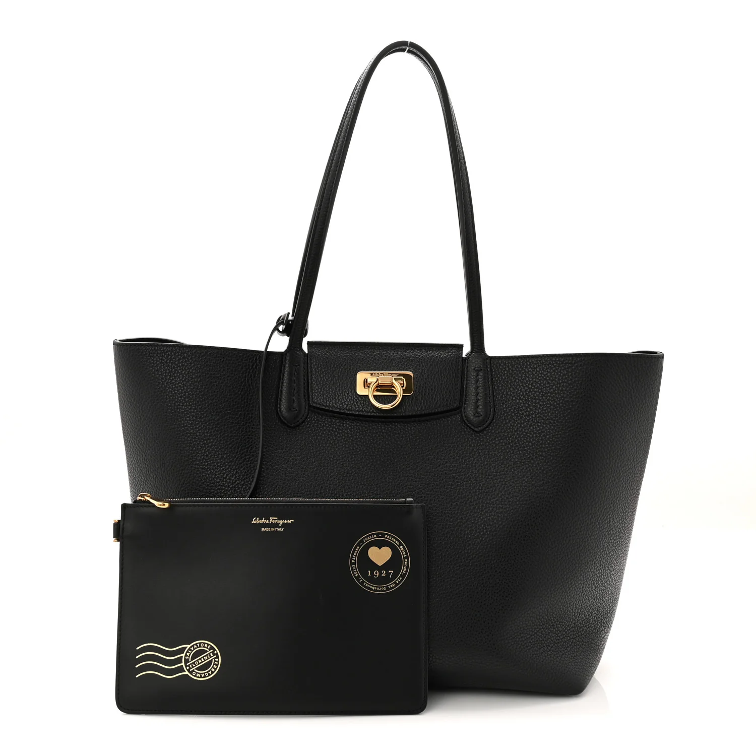Calfskin Travel Tote Black - Image 3