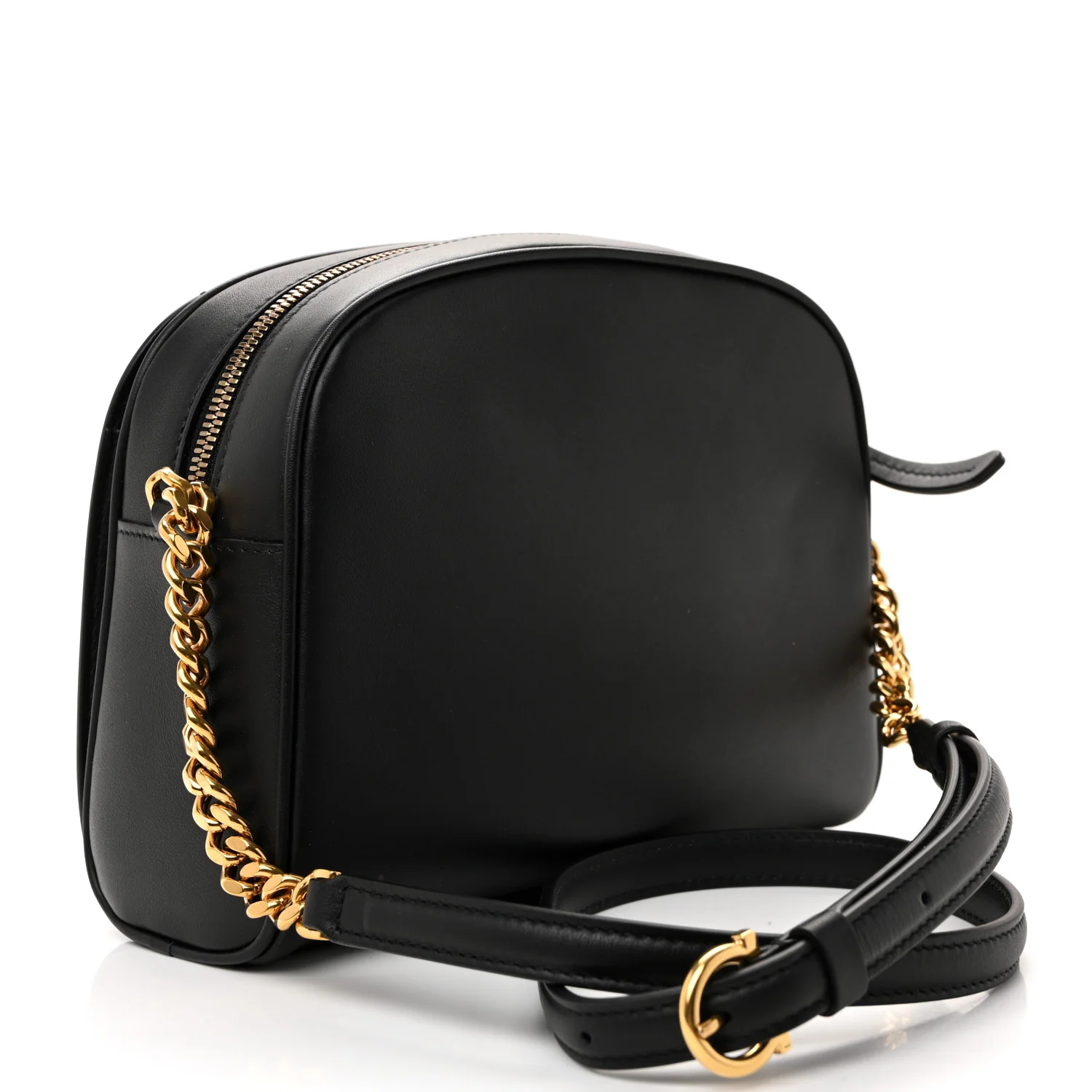Calfskin Trifolio Camera Crossbody Bag Black - Image 3