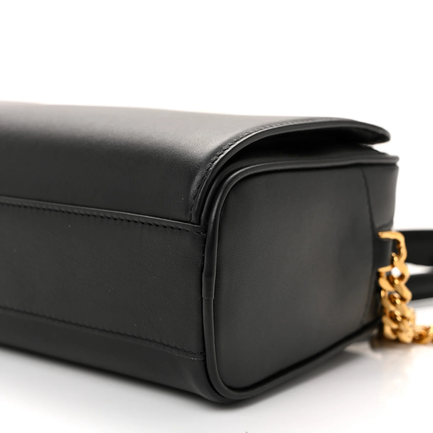 Calfskin Trifolio Camera Crossbody Bag Black - Image 9