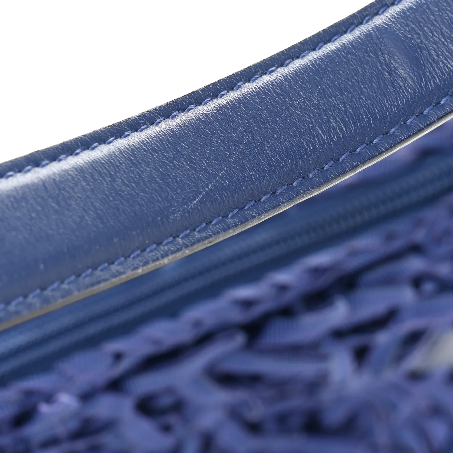 Canvas Fringe Hug Shoulder Bag Blue - Image 13
