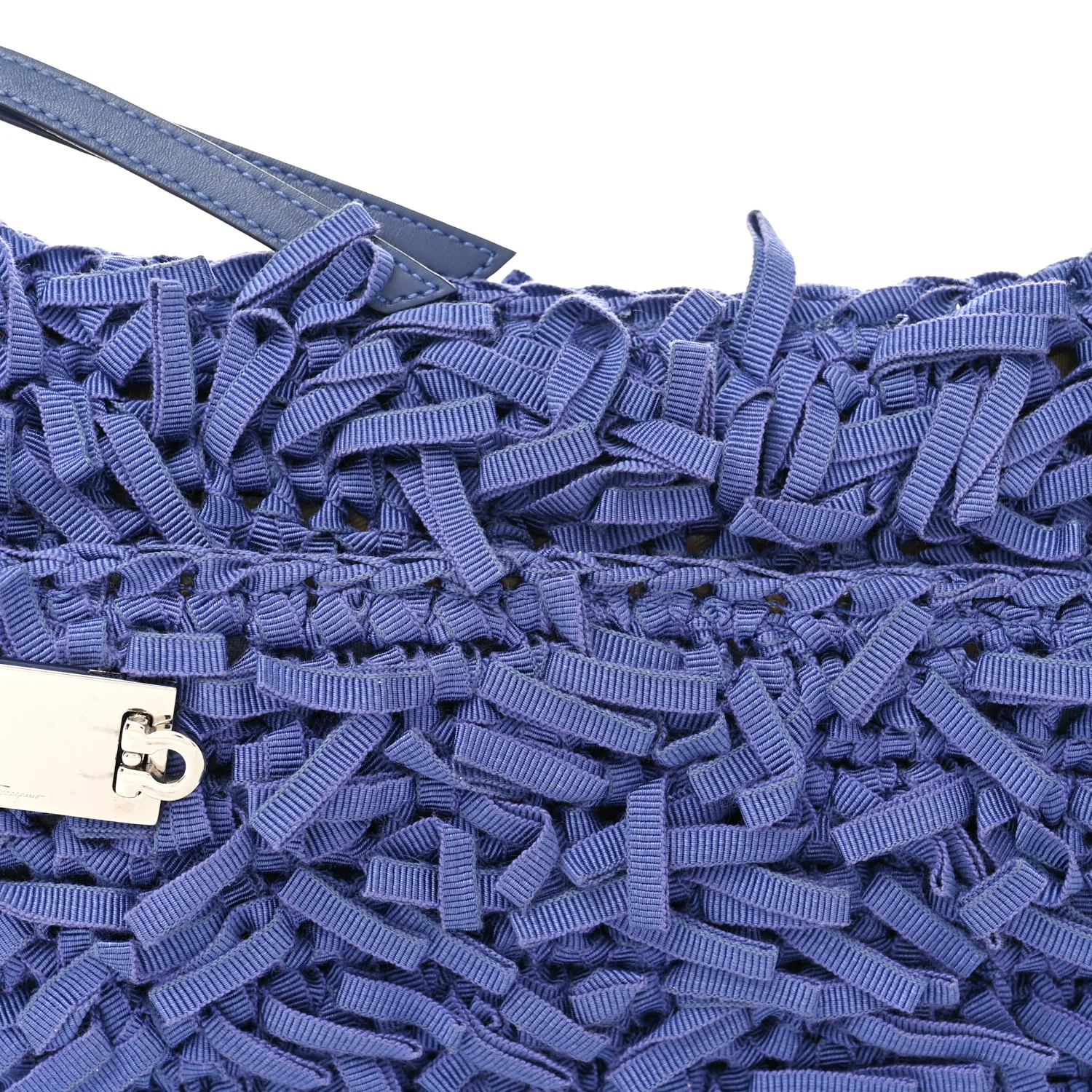 Canvas Fringe Hug Shoulder Bag Blue - Image 7