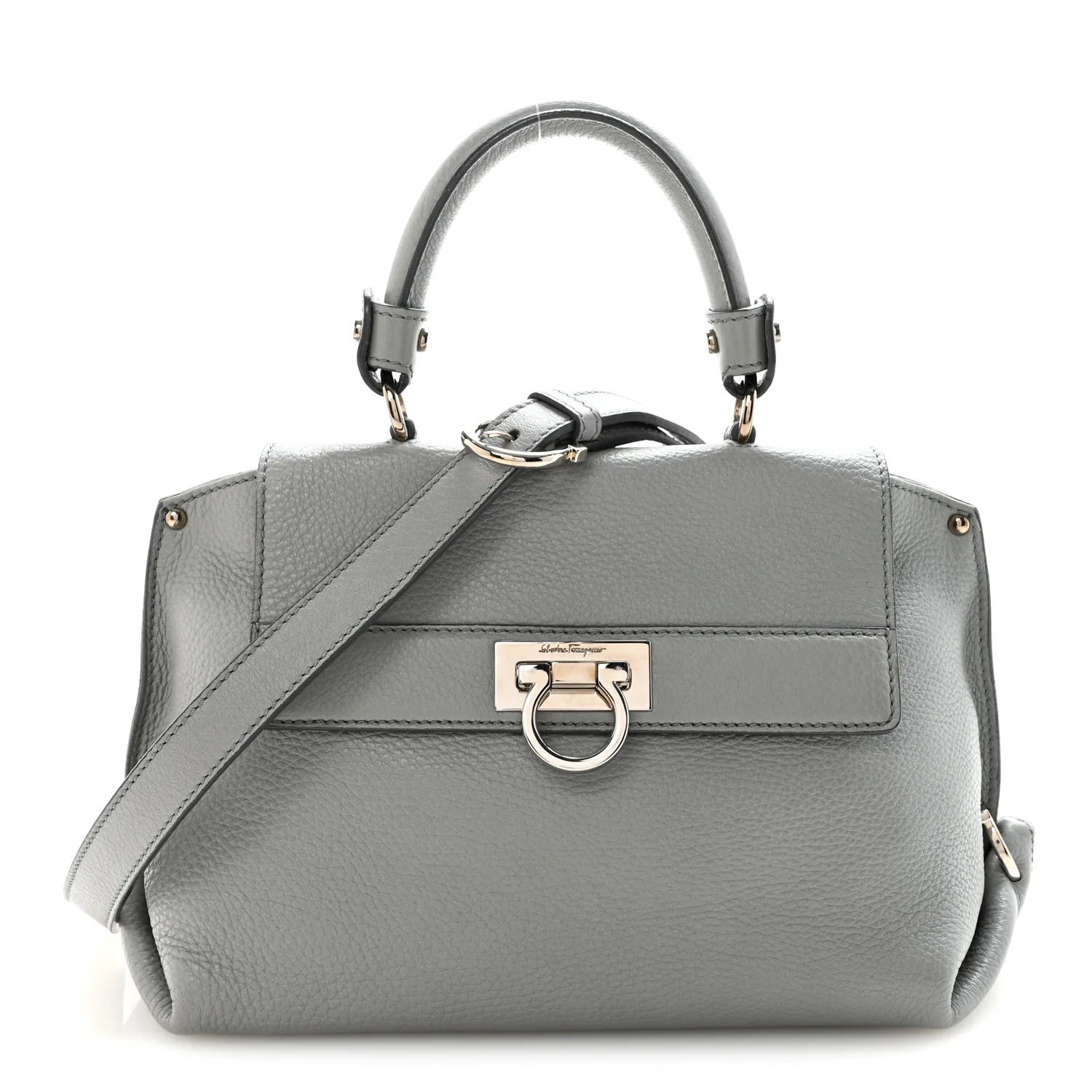 Grained Calfskin Sofia Satchel Grey