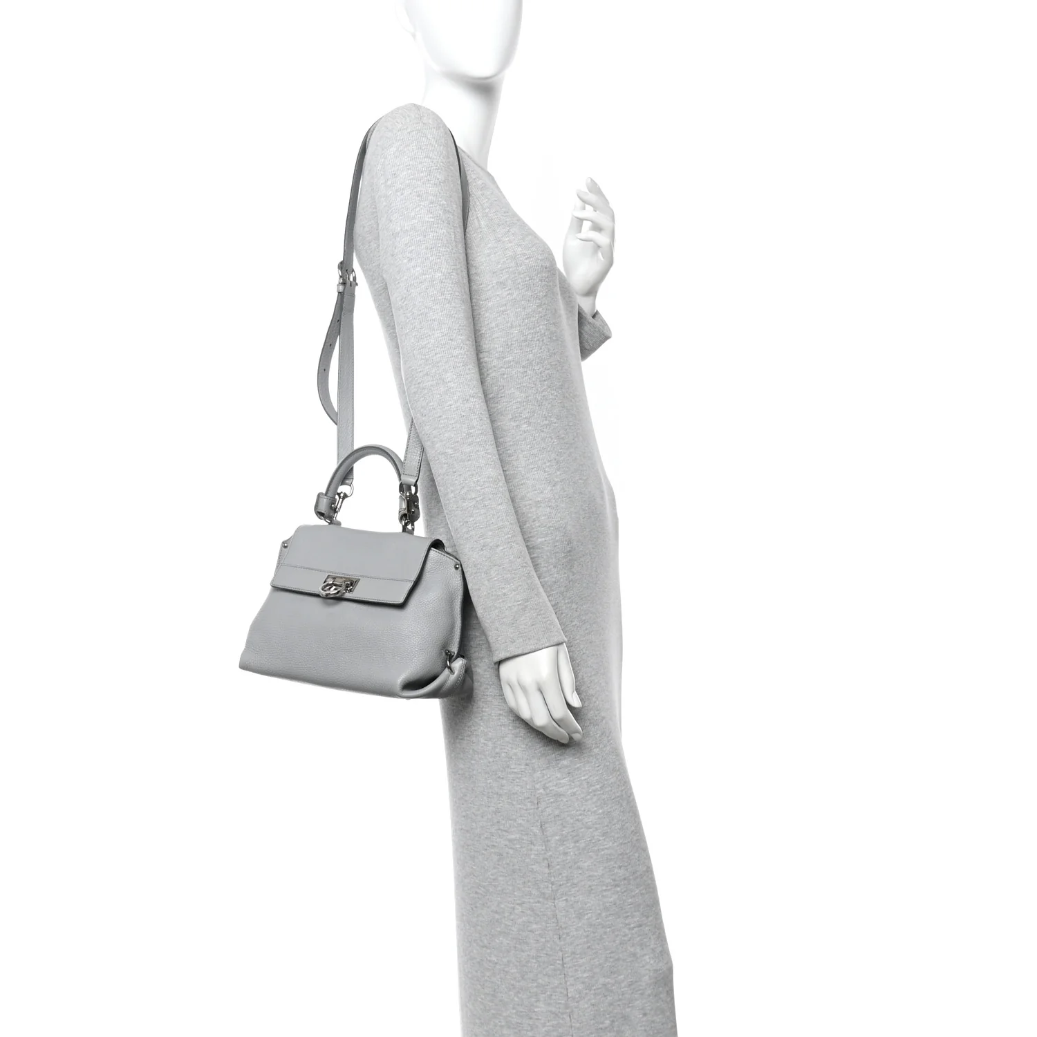 Grained Calfskin Sofia Satchel Grey - Image 2