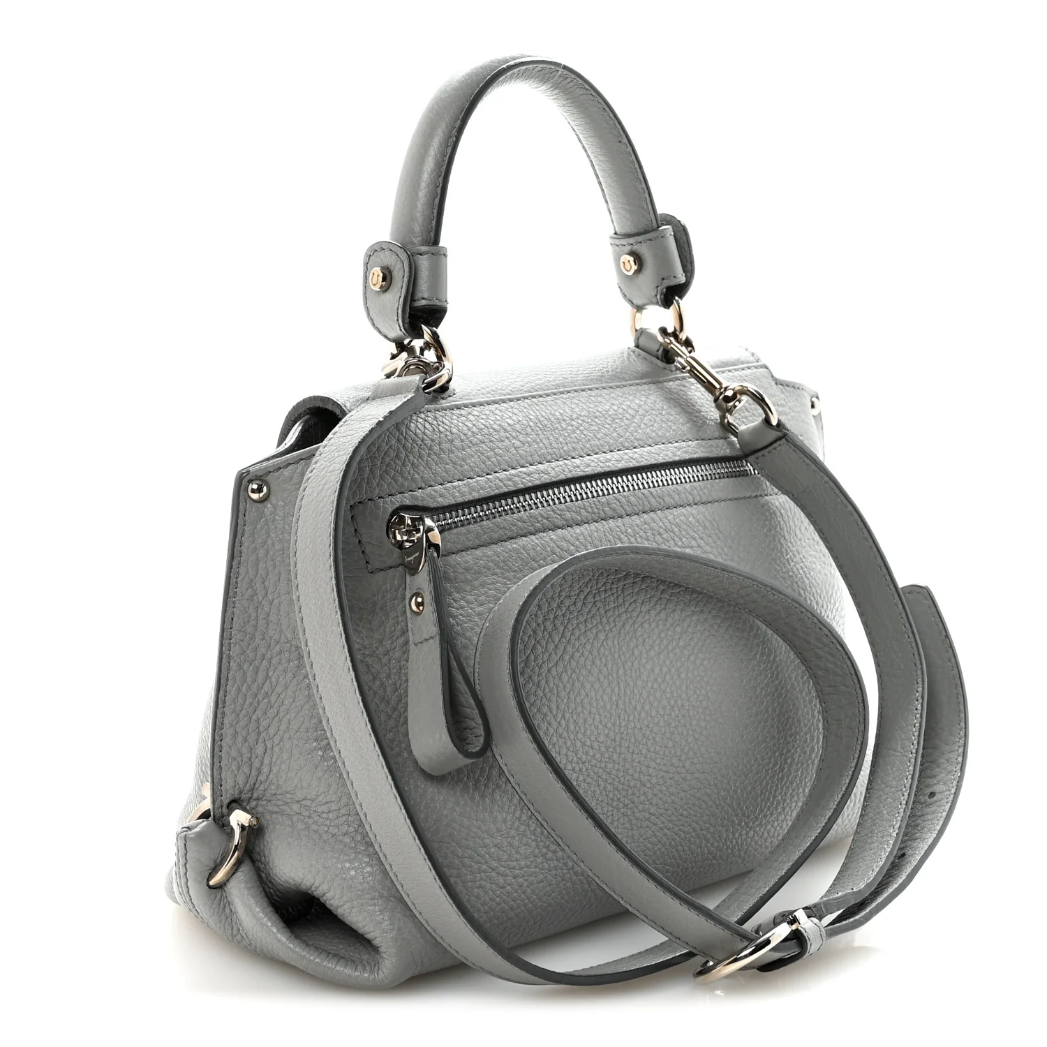 Grained Calfskin Sofia Satchel Grey - Image 3