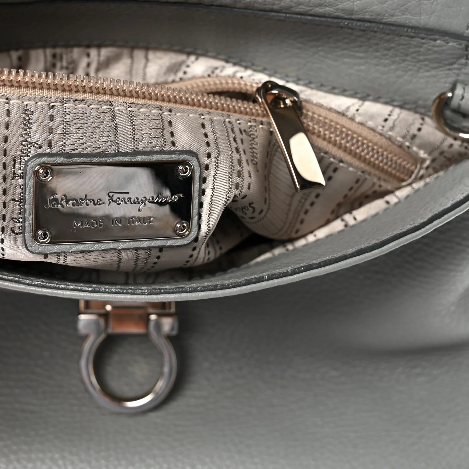Grained Calfskin Sofia Satchel Grey - Image 6