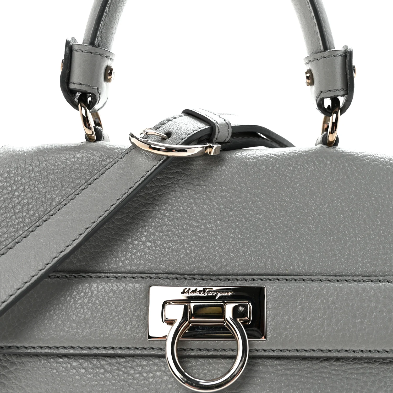 Grained Calfskin Sofia Satchel Grey - Image 7