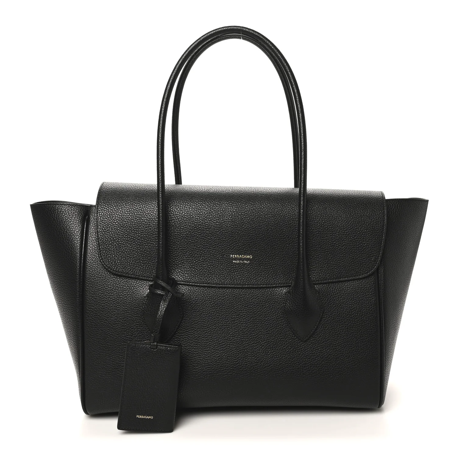 Hammered Calfskin Firenze East West Tote Bag Black