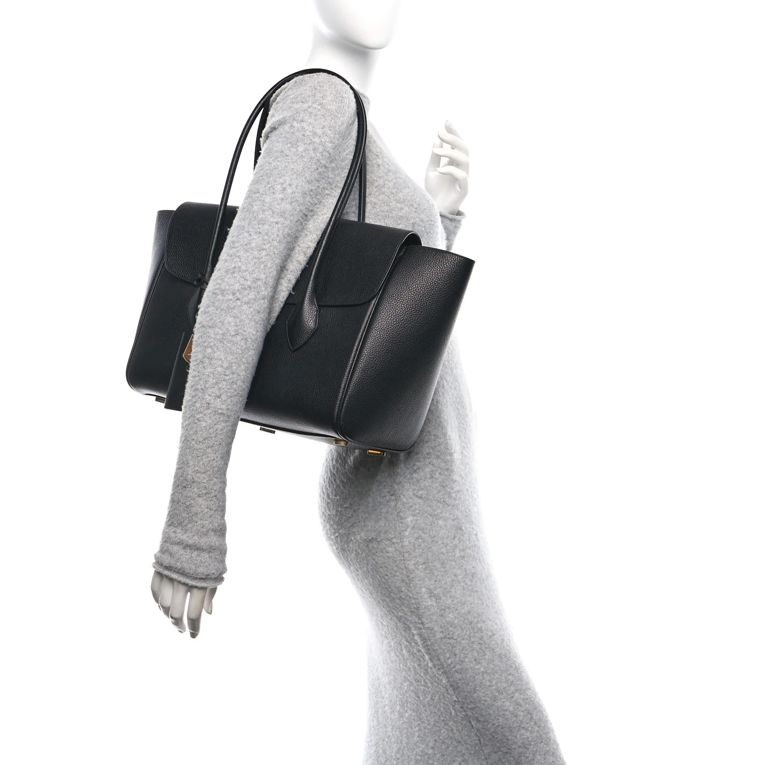 Hammered Calfskin Firenze East West Tote Bag Black - Image 2