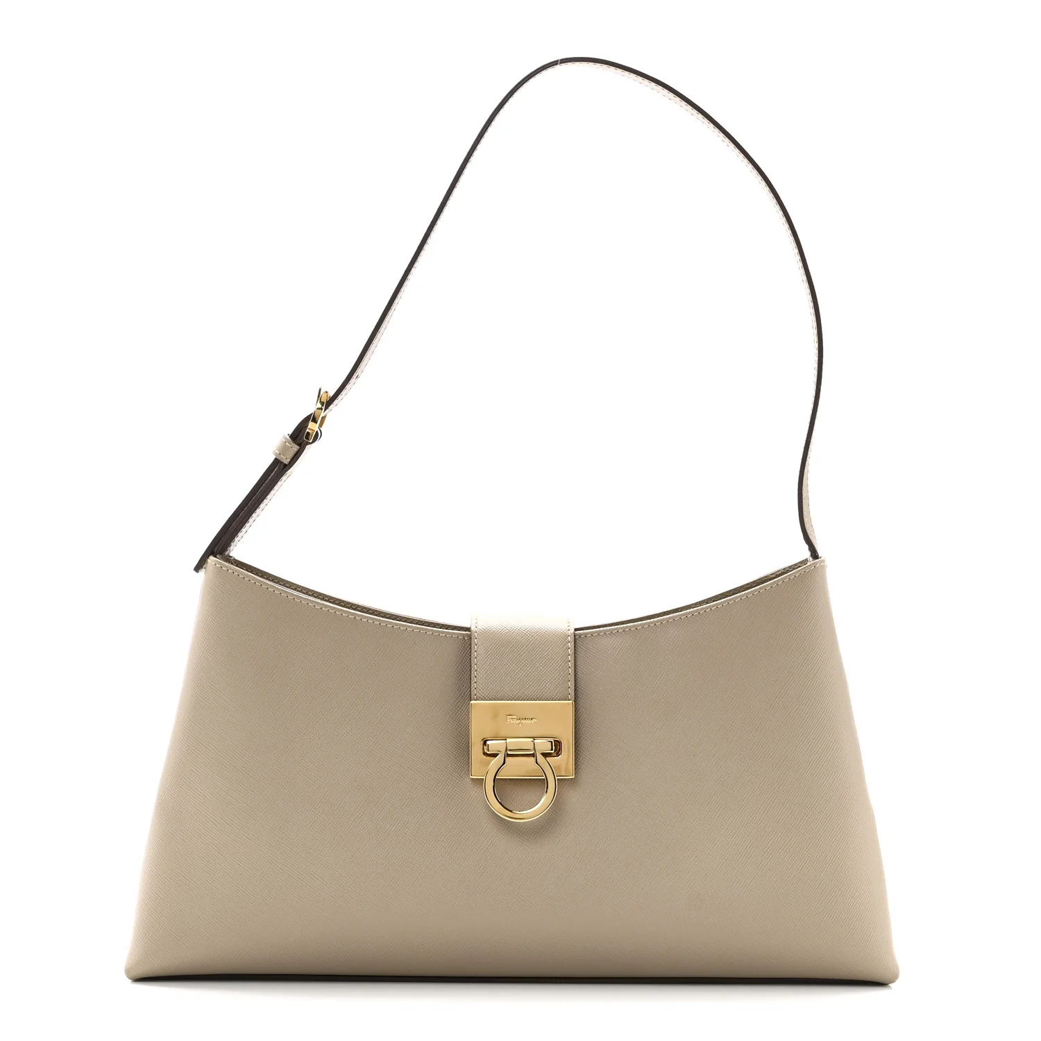 Hammered Calfskin Trifolio Shoulder Bag Beige