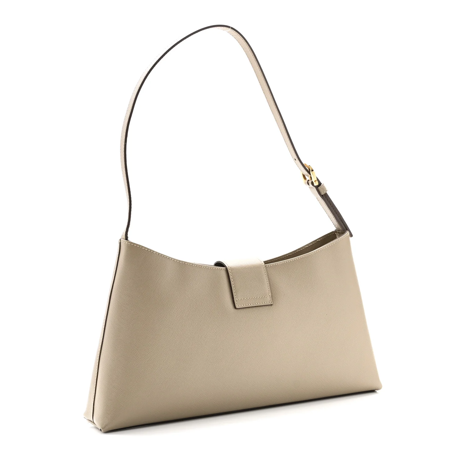 Hammered Calfskin Trifolio Shoulder Bag Beige - Image 3