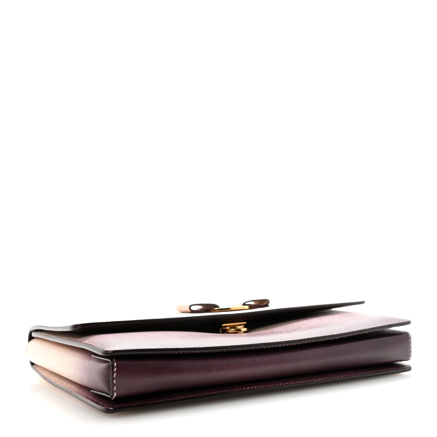 Hammered Calfskin Vara Bow Chain Flap Crossbody  Pink Purple - Image 3