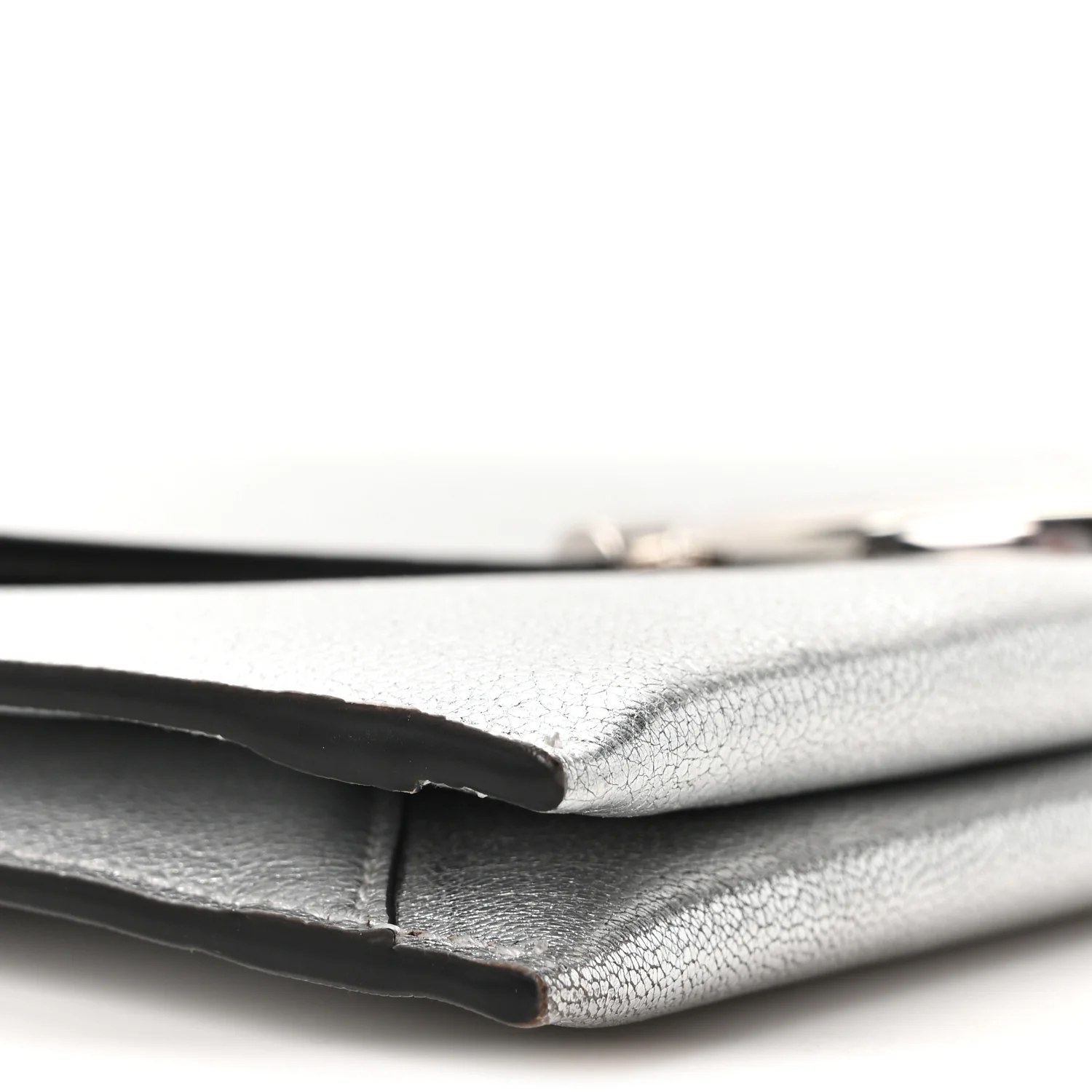 Metallic Calfskin Gancini Clutch Silver - Image 9