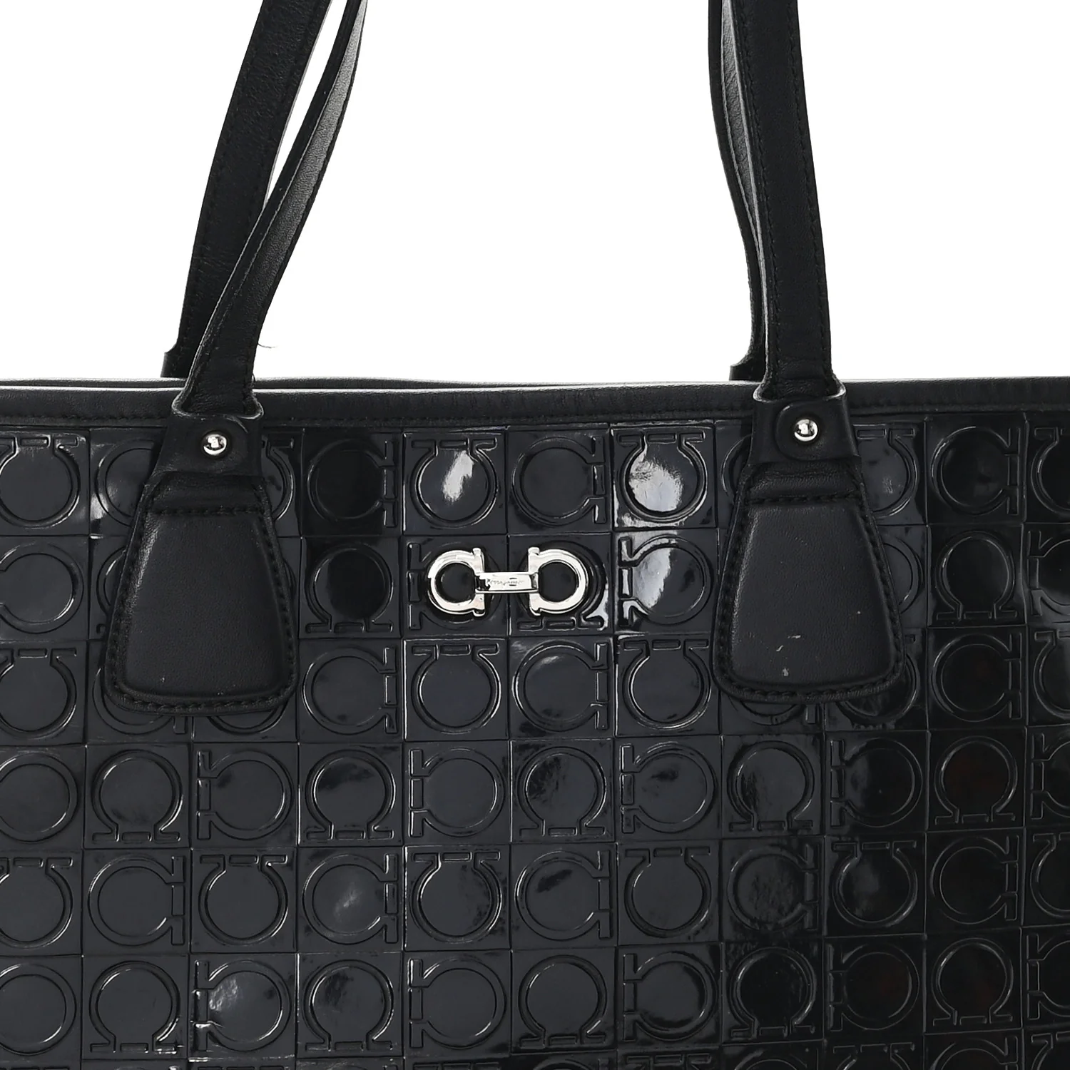 Patent Gancini Embossed Tote Black - Image 7