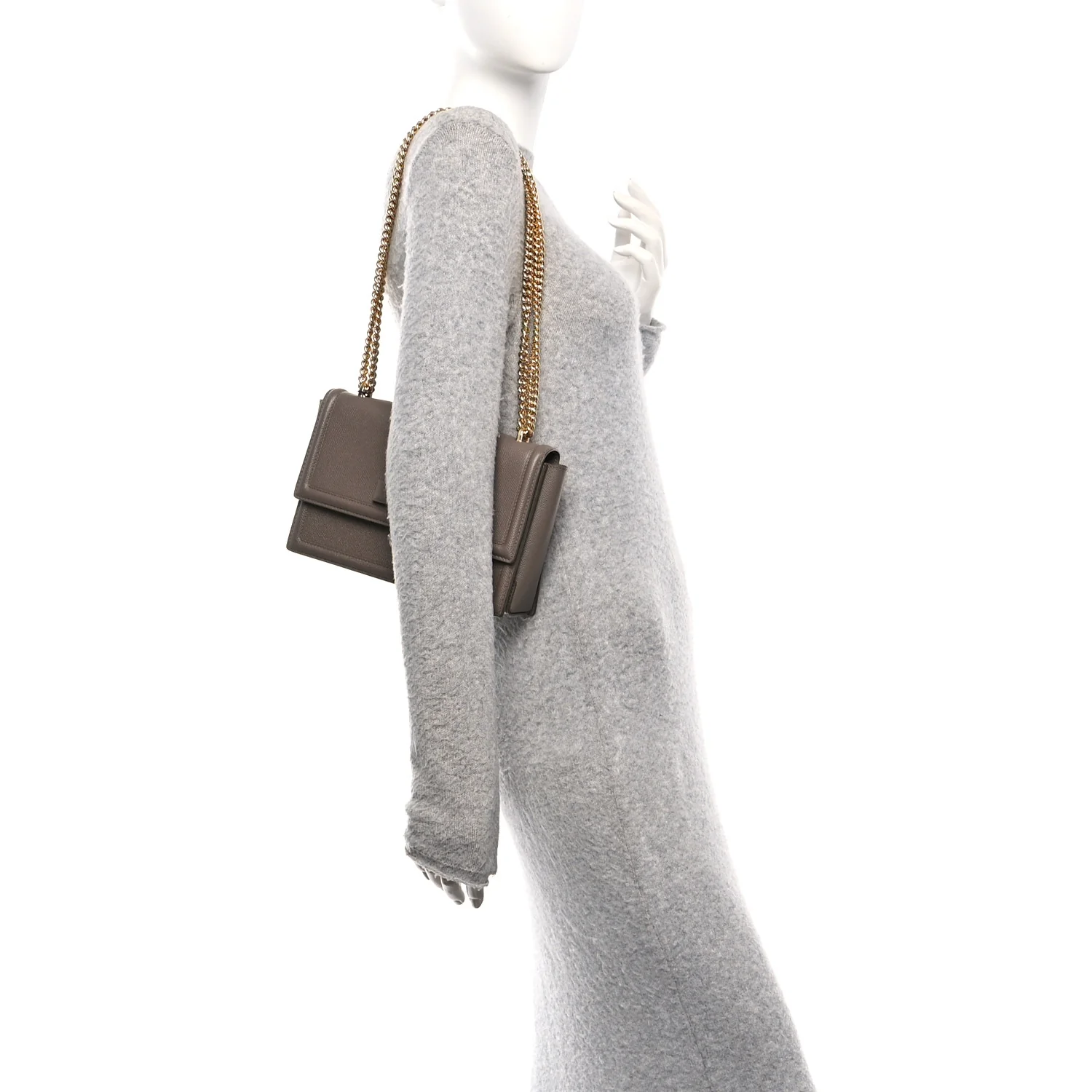 Printed Calfskin Ginny Shoulder Bag Grey - Image 2