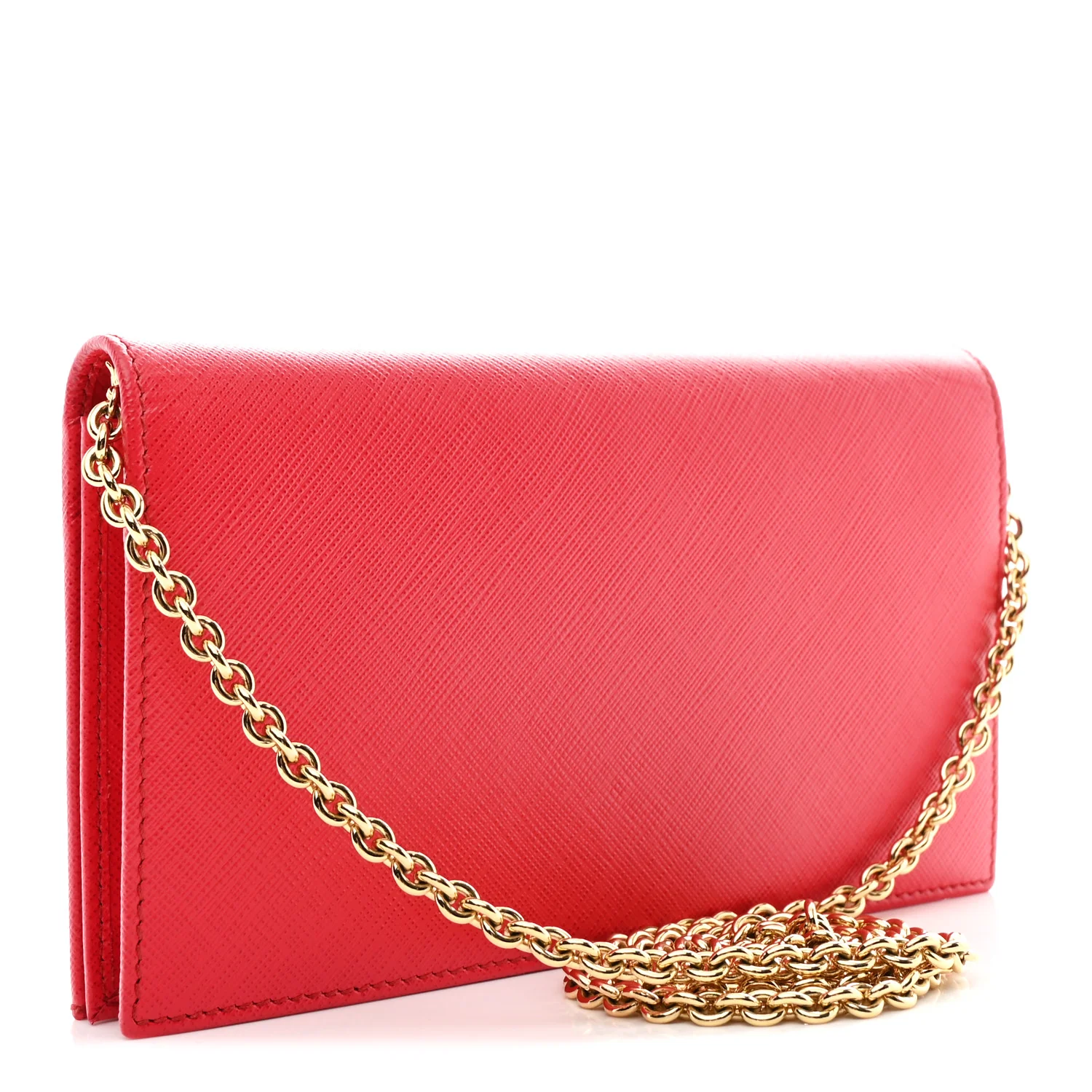 Printed Calfskin Vara Bow Chain Wallet Red - Image 3