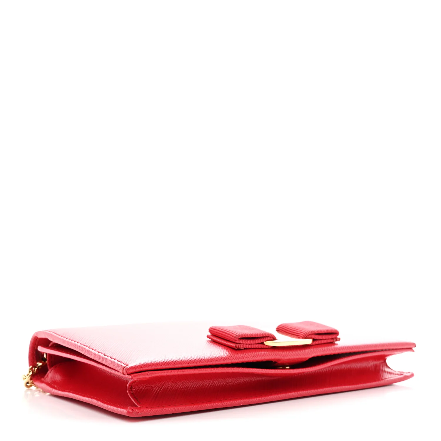 Printed Calfskin Vara Bow Chain Wallet Red - Image 4