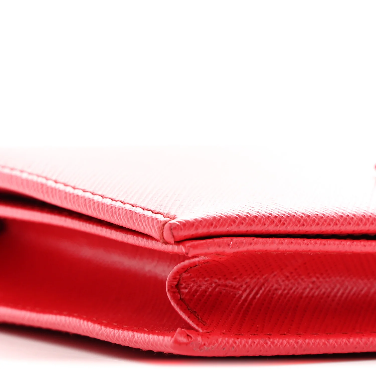 Printed Calfskin Vara Bow Chain Wallet Red - Image 9