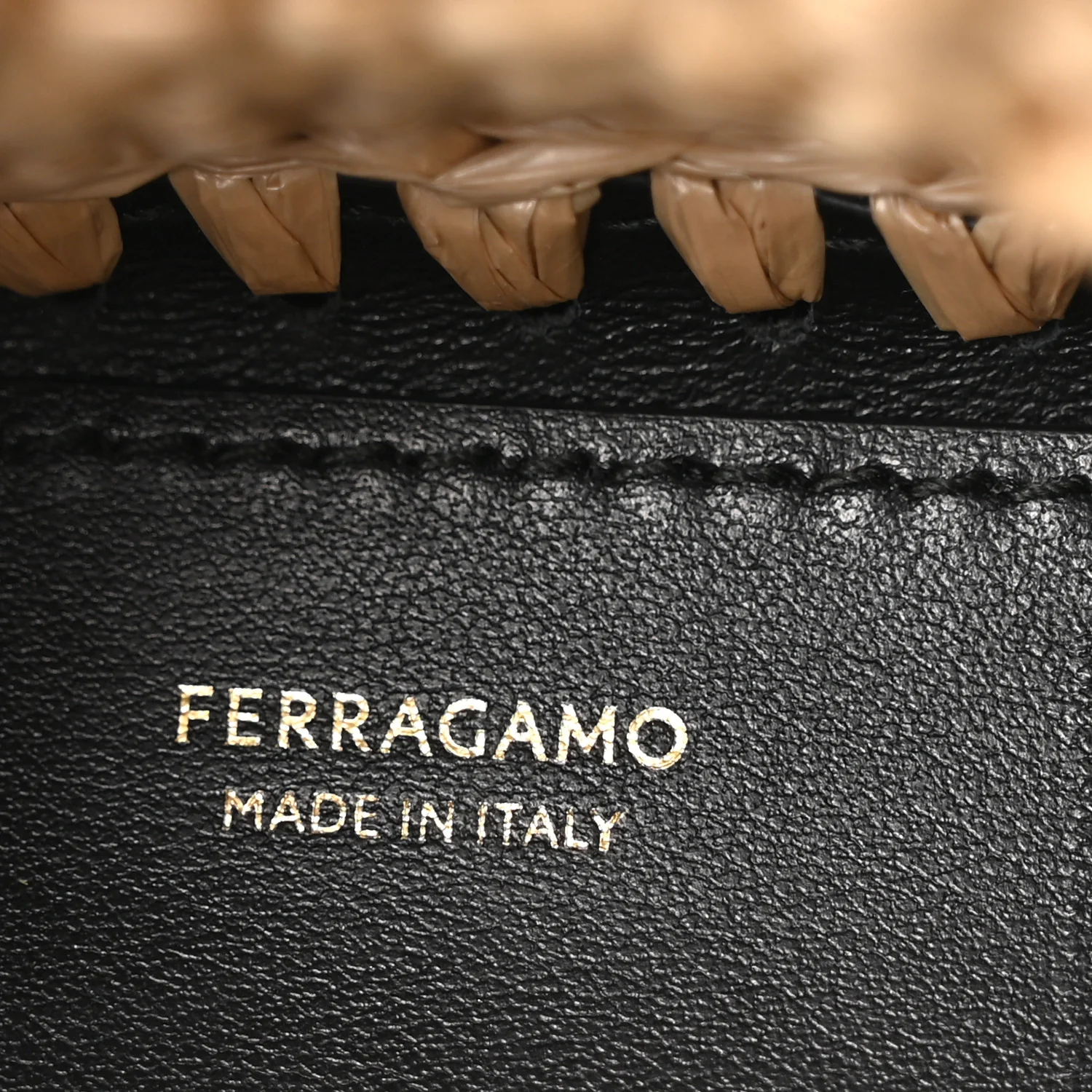 Raffia Effect Calfskin XS Hug Bag Natural Black - Image 6
