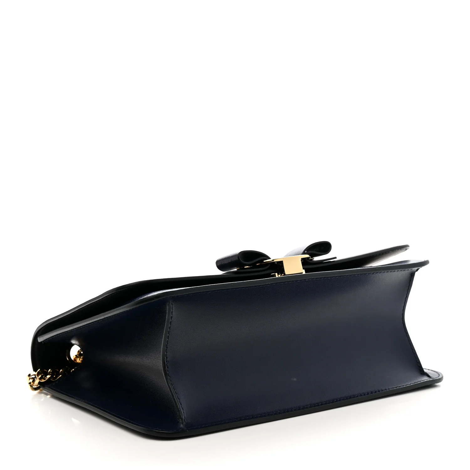 Smooth Calfskin Vara Bow Chain Flap Crossbody Navy - Image 4