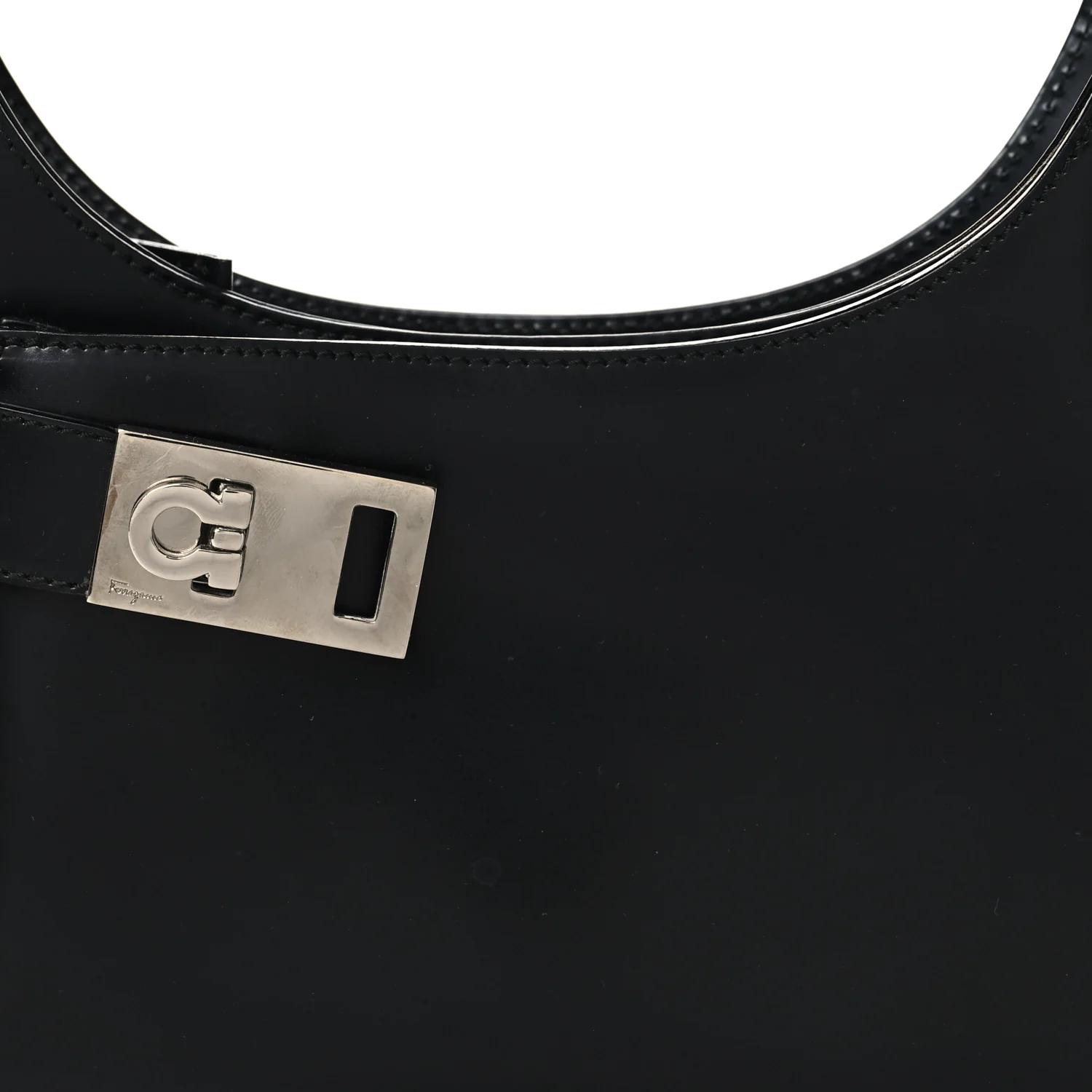 Soft Calfskin Gancini Hobo Black - Image 7