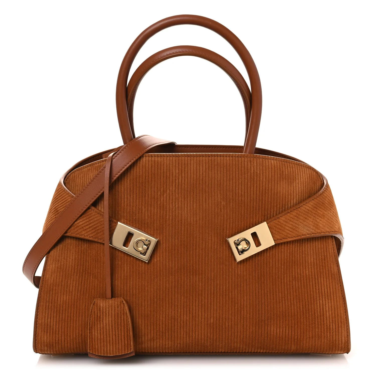 Suede Corduroy Medium Hug Bag Natural Nude