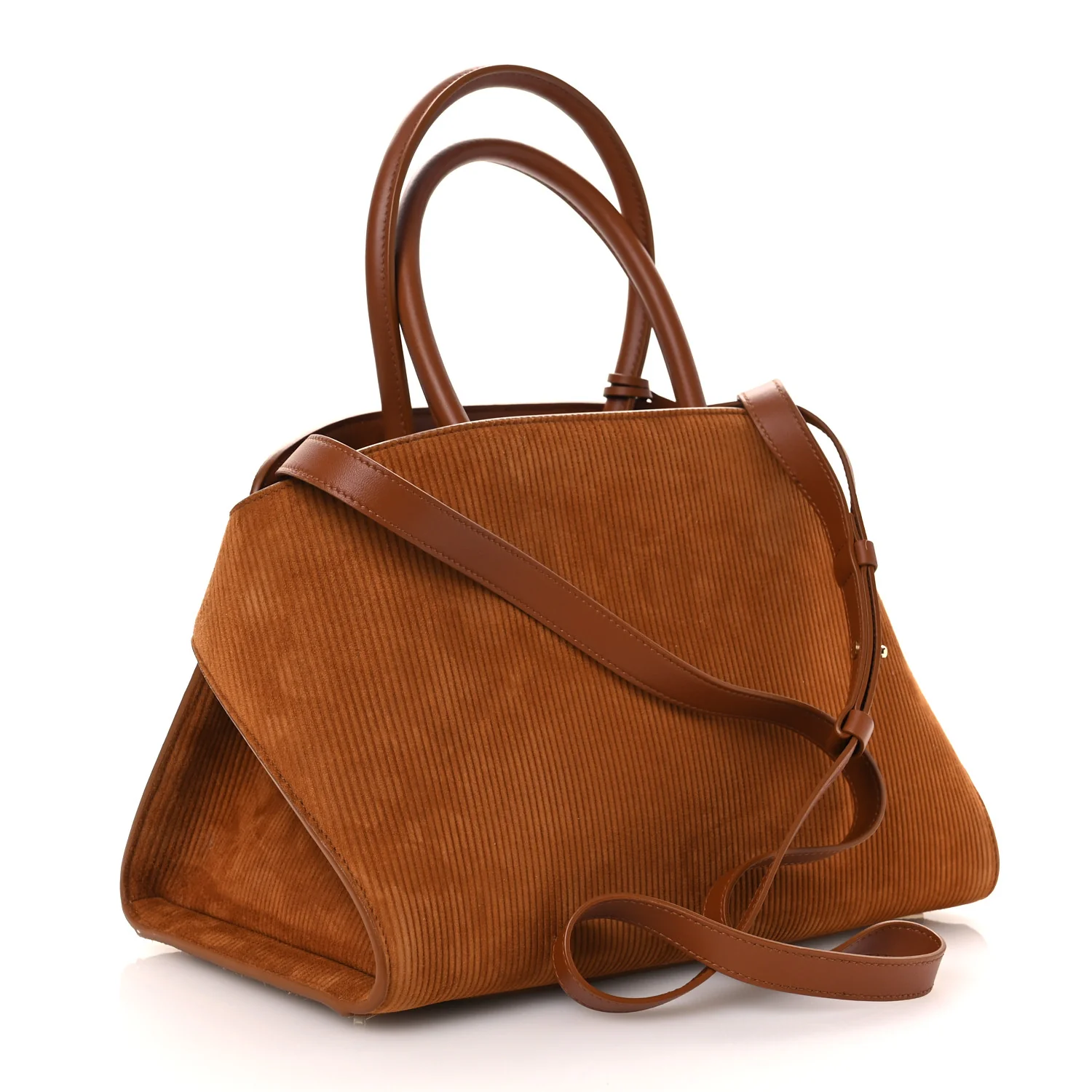 Suede Corduroy Medium Hug Bag Natural Nude - Image 3