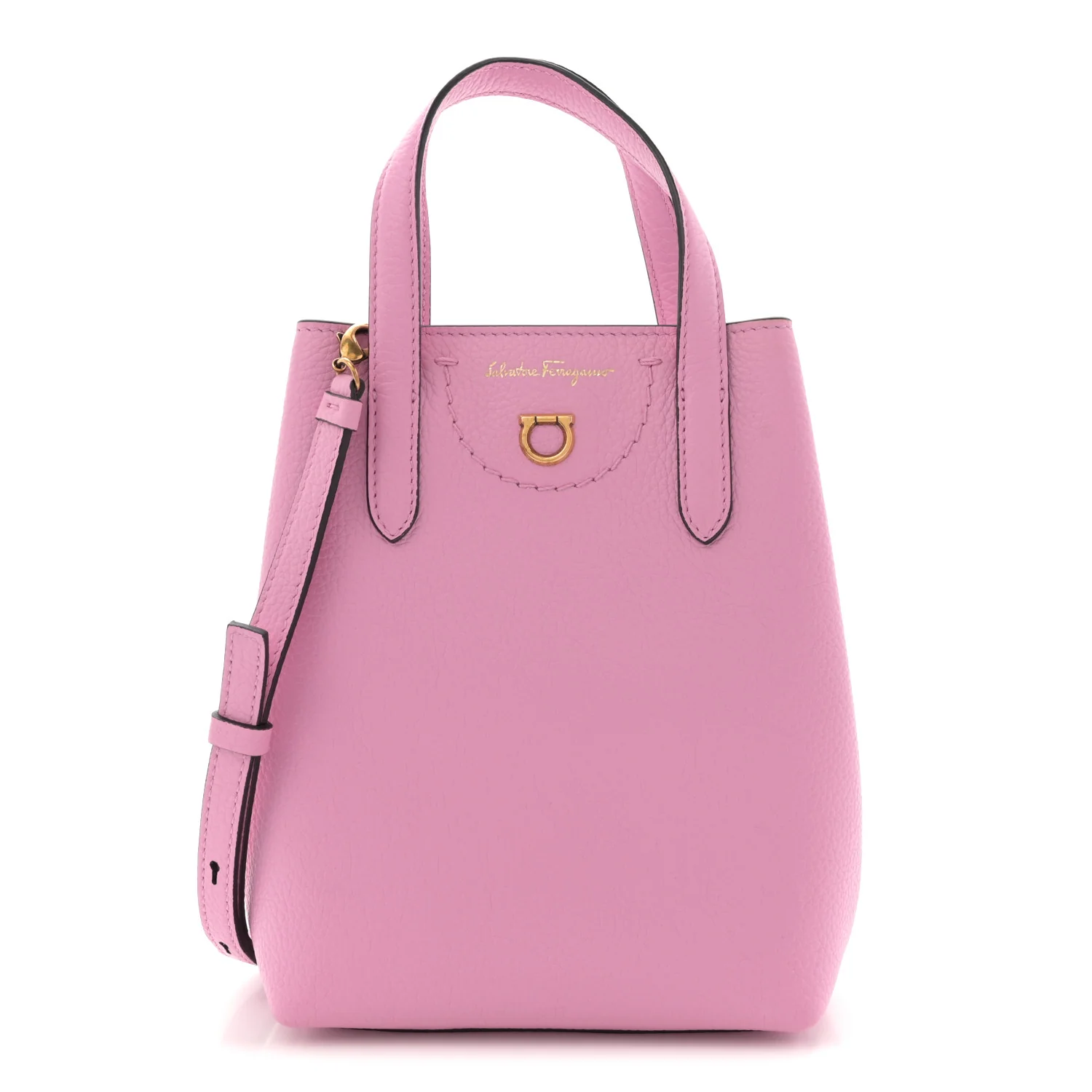 Tumbled Calfskin Gancini Mini Bag Pink