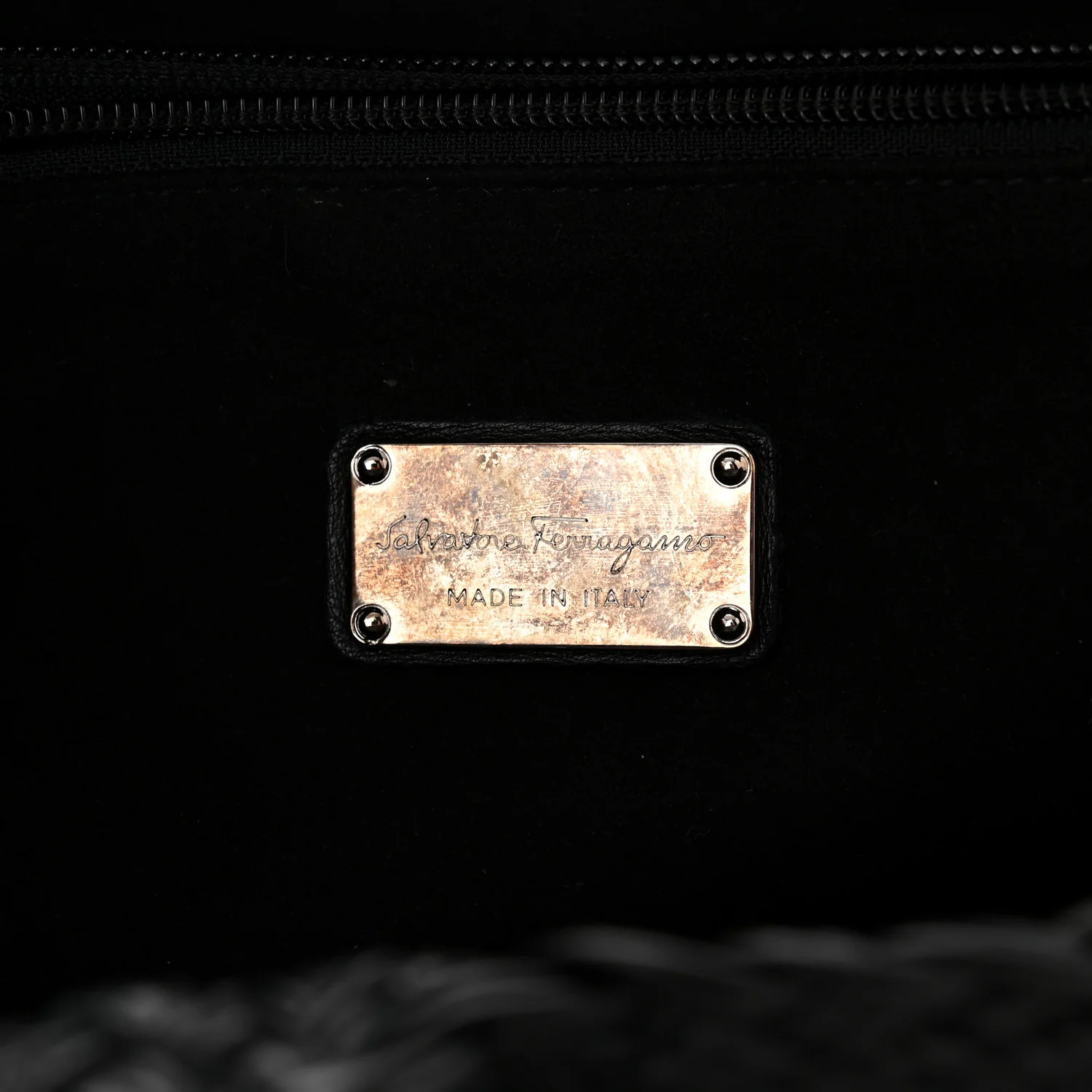 Woven Calfskin Gancini Shoulder Bag Black - Image 11